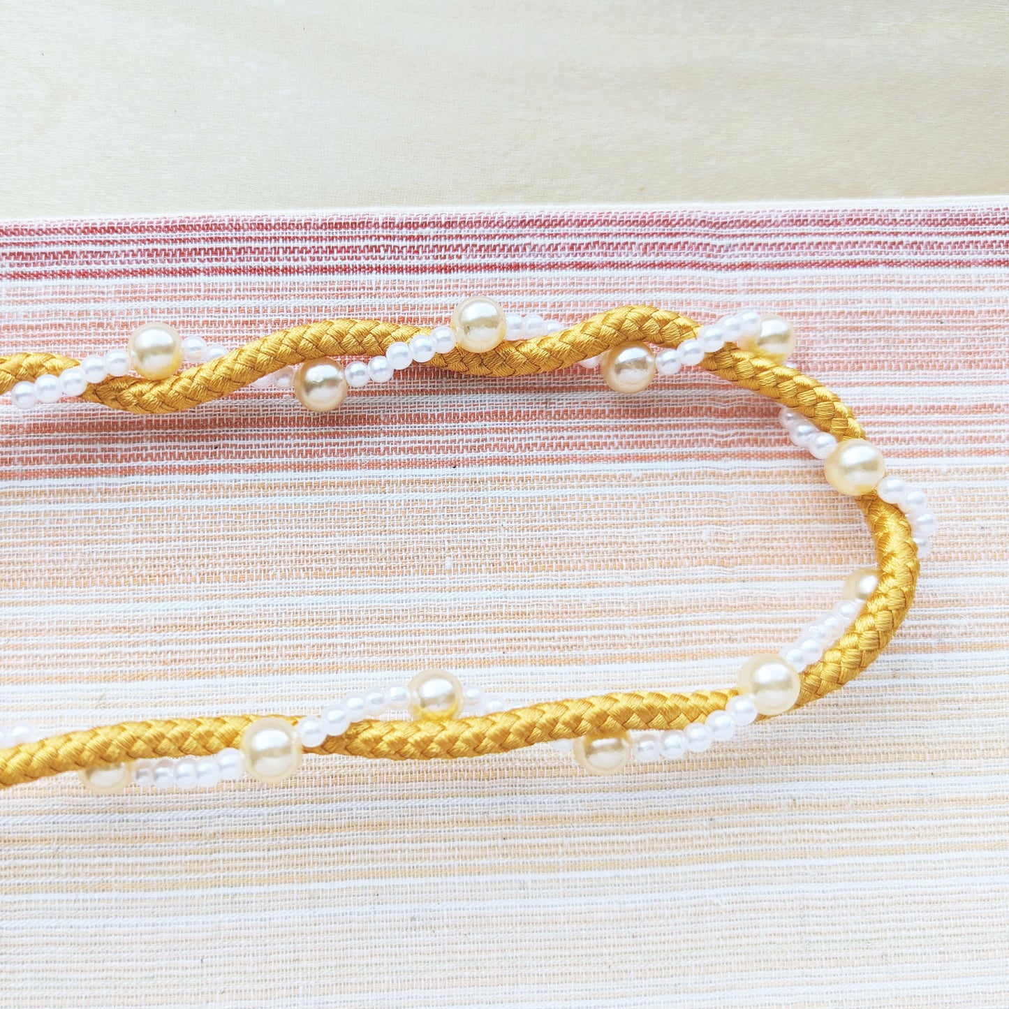 Japanese Kazari Himo Decorative String - Twisted Beads Orange