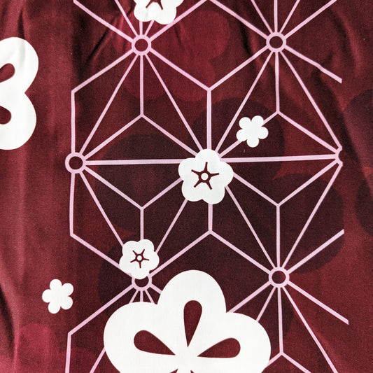 Japanese Yukata Kimono Plus Size - Plum Blossoms in Maroon