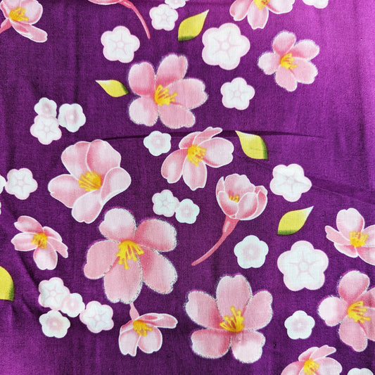 Japanese Traditional Yukata Kimono Plus Size - Cherry Blossoms in Gradient Purple