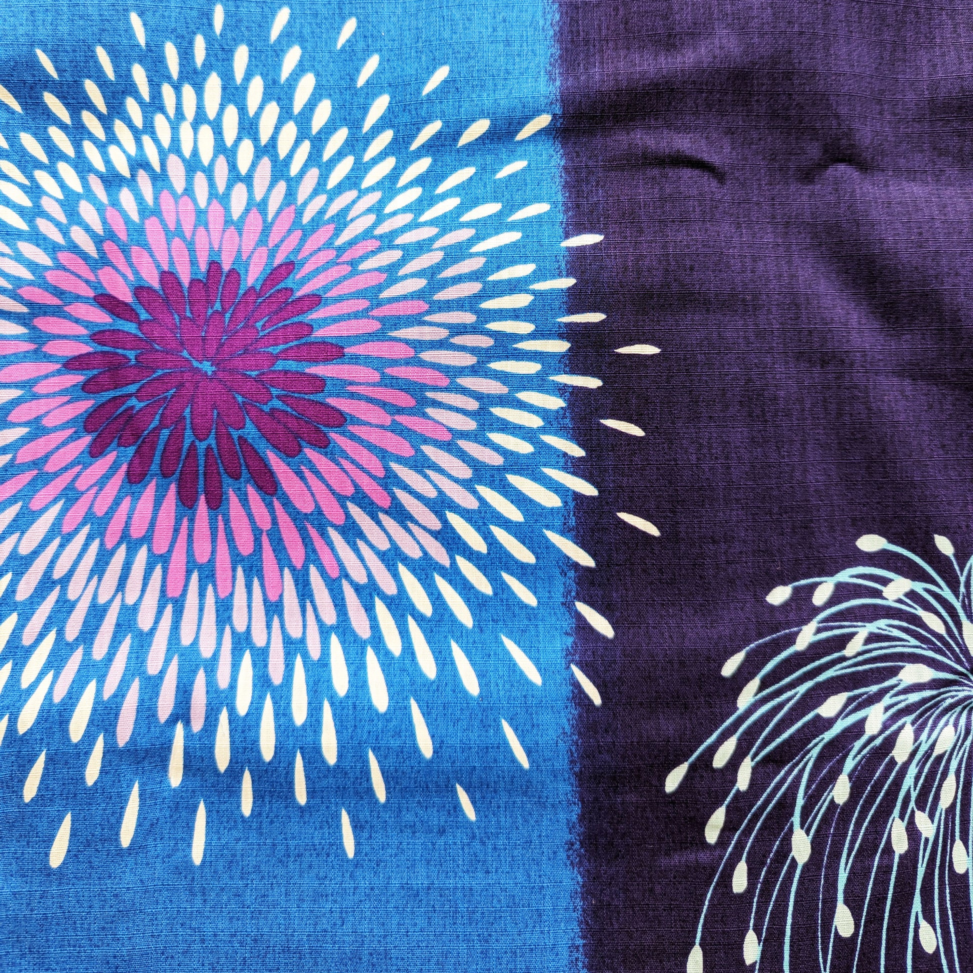 Japanese Yukata Kimono - Fireworks in Indigo and Blue