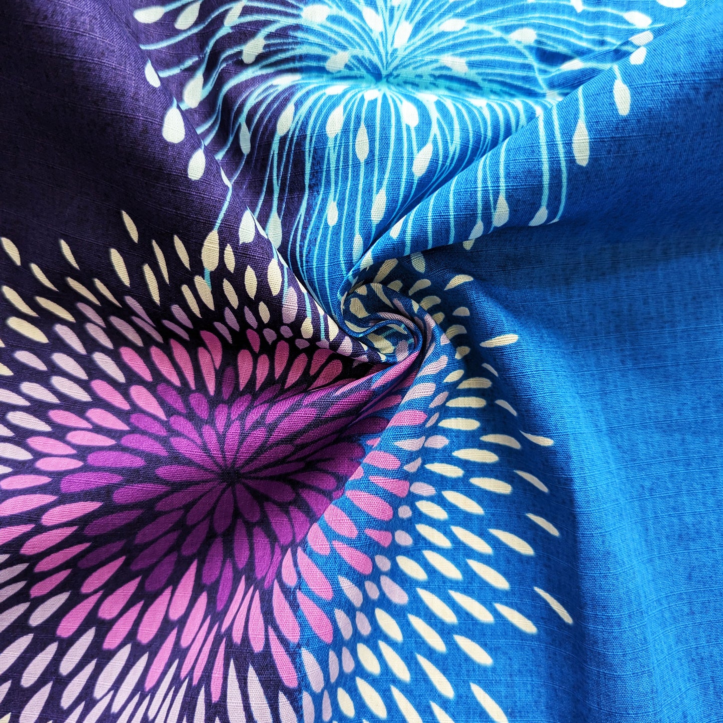 Japanese Yukata Kimono - Fireworks in Indigo and Blue