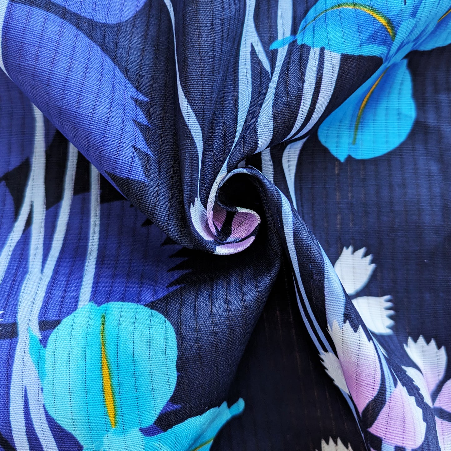 Japanese Yukata Kimono - Blue Irises in Indigo