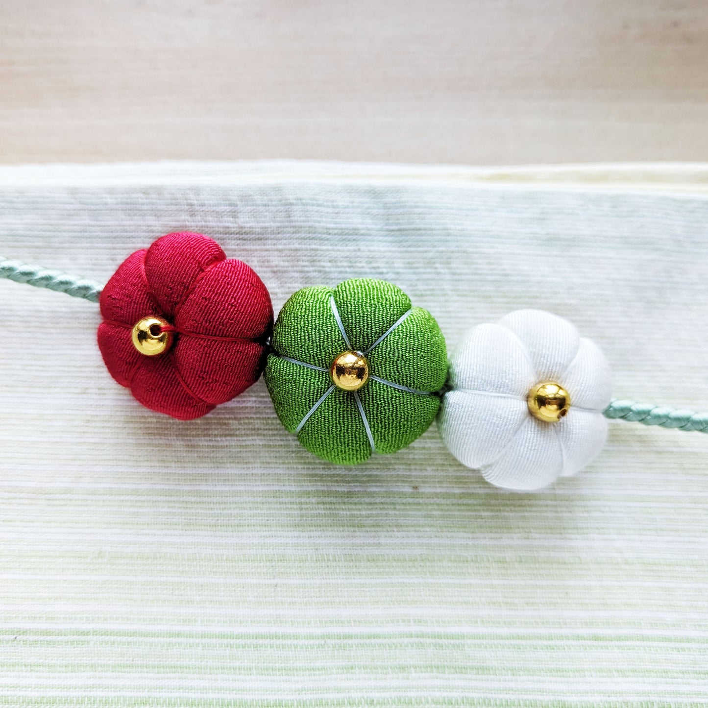 Japanese Traditional Kazari Himo - Flower Buds Green