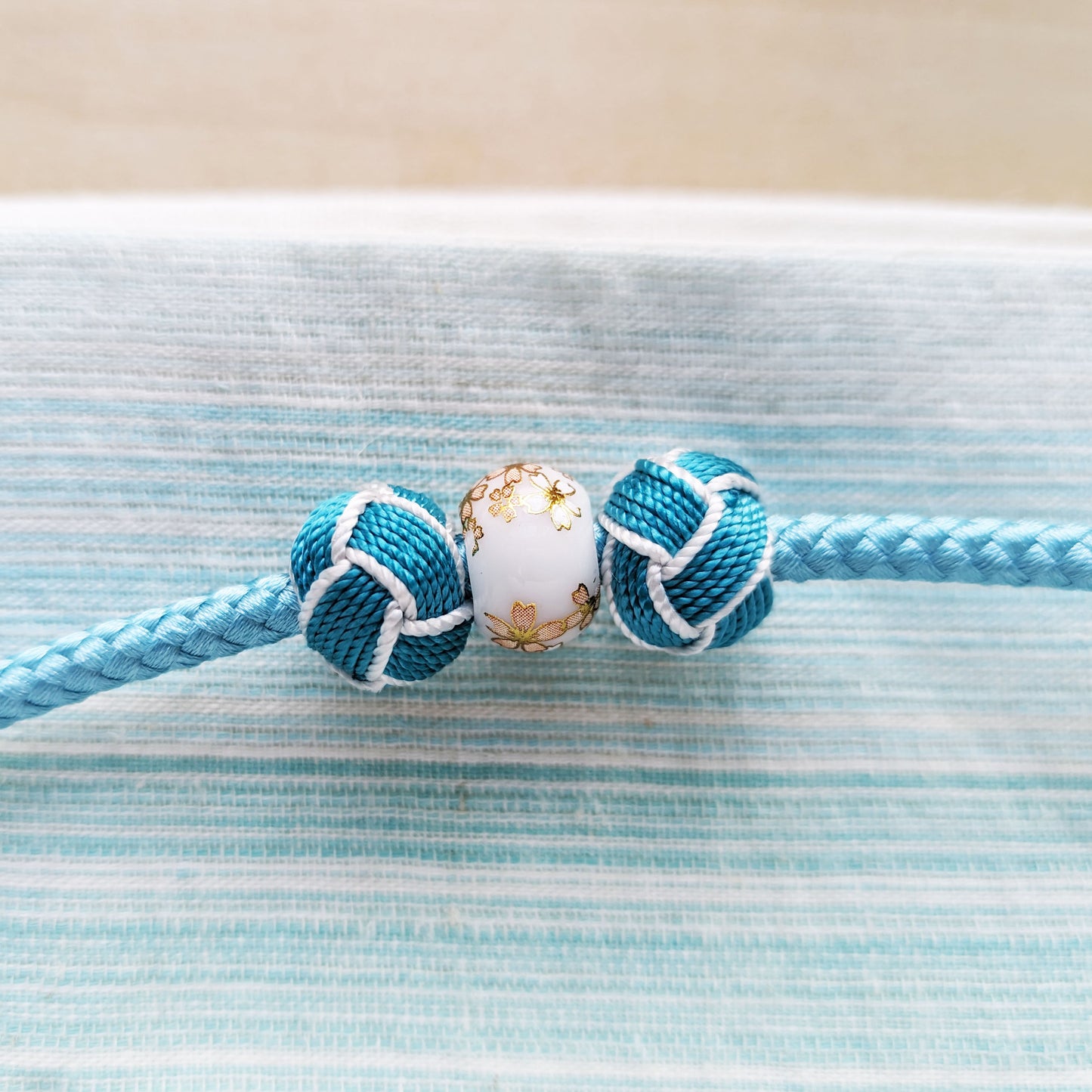 Japanese Kazari Himo - Blue Triple Beads