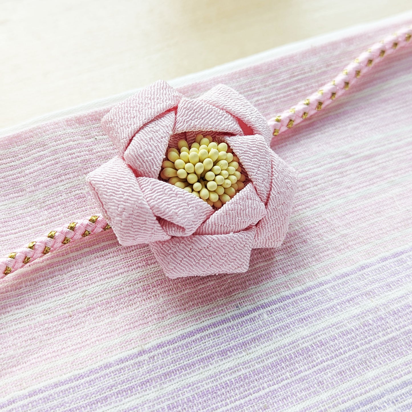 Japanese Kazari Himo - Layered Flower Pink