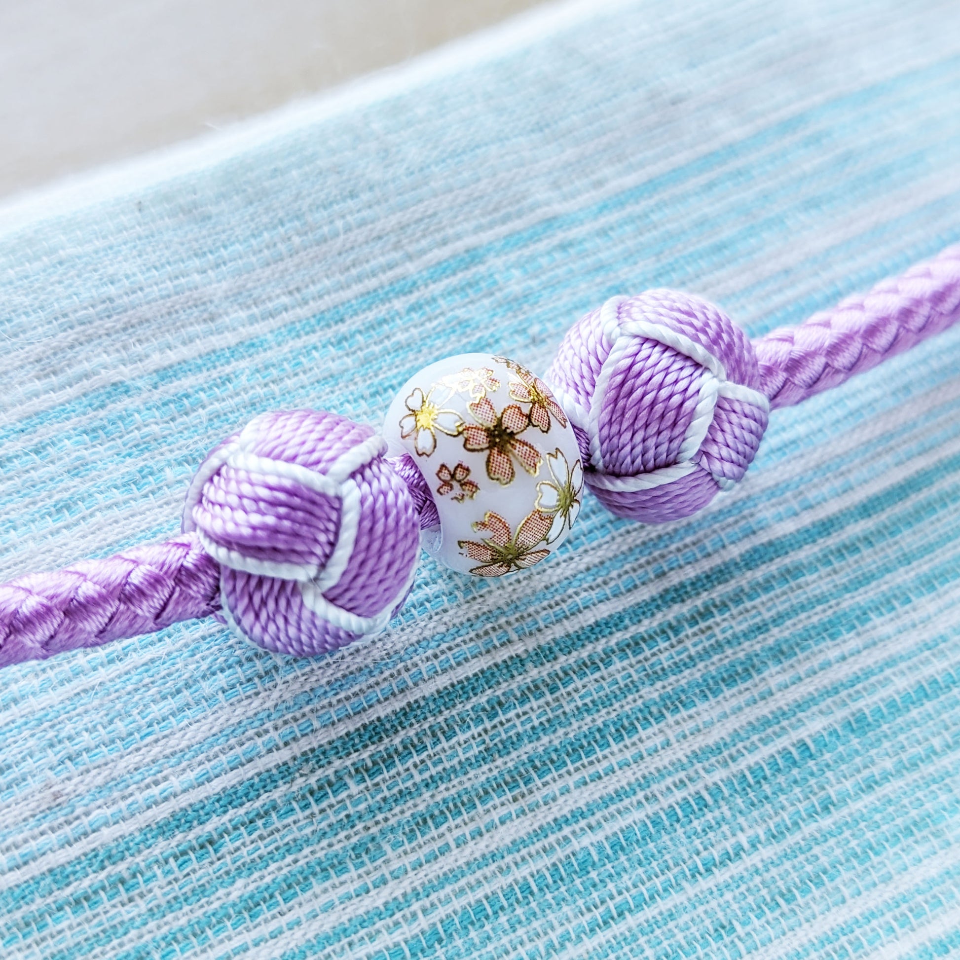 Japanese Kazari Himo Decorative String - Purple Triple Beads