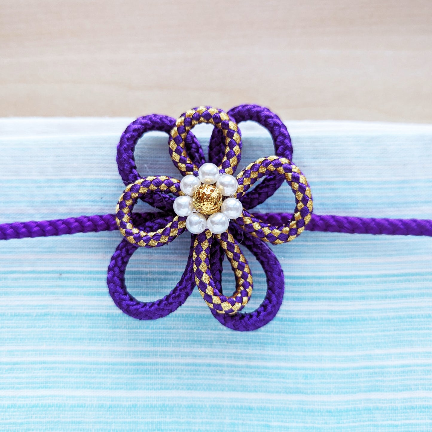 Japanese Kazari Himo - Purple Flower Knot