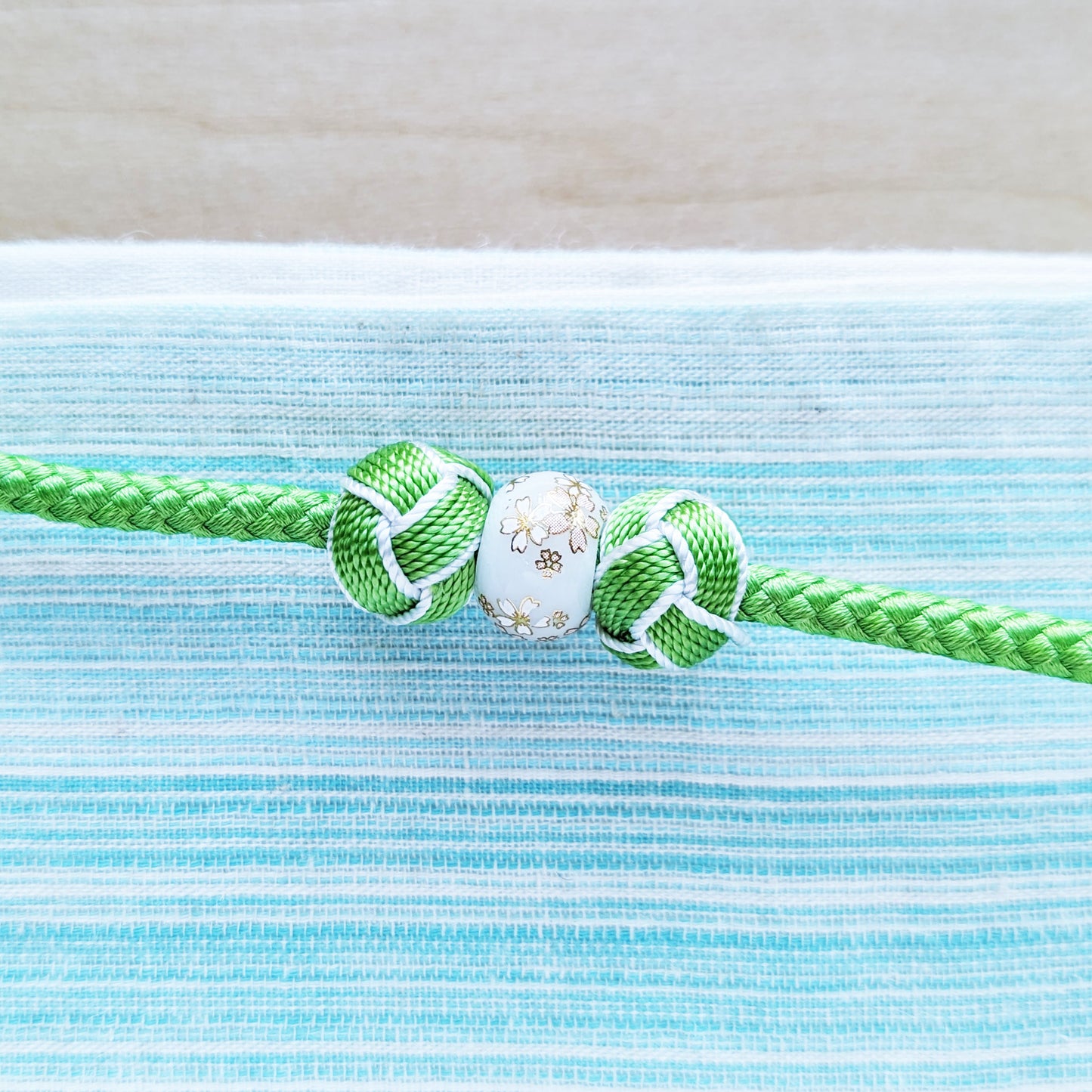 Japanese Kazari Himo - Green Triple Beads