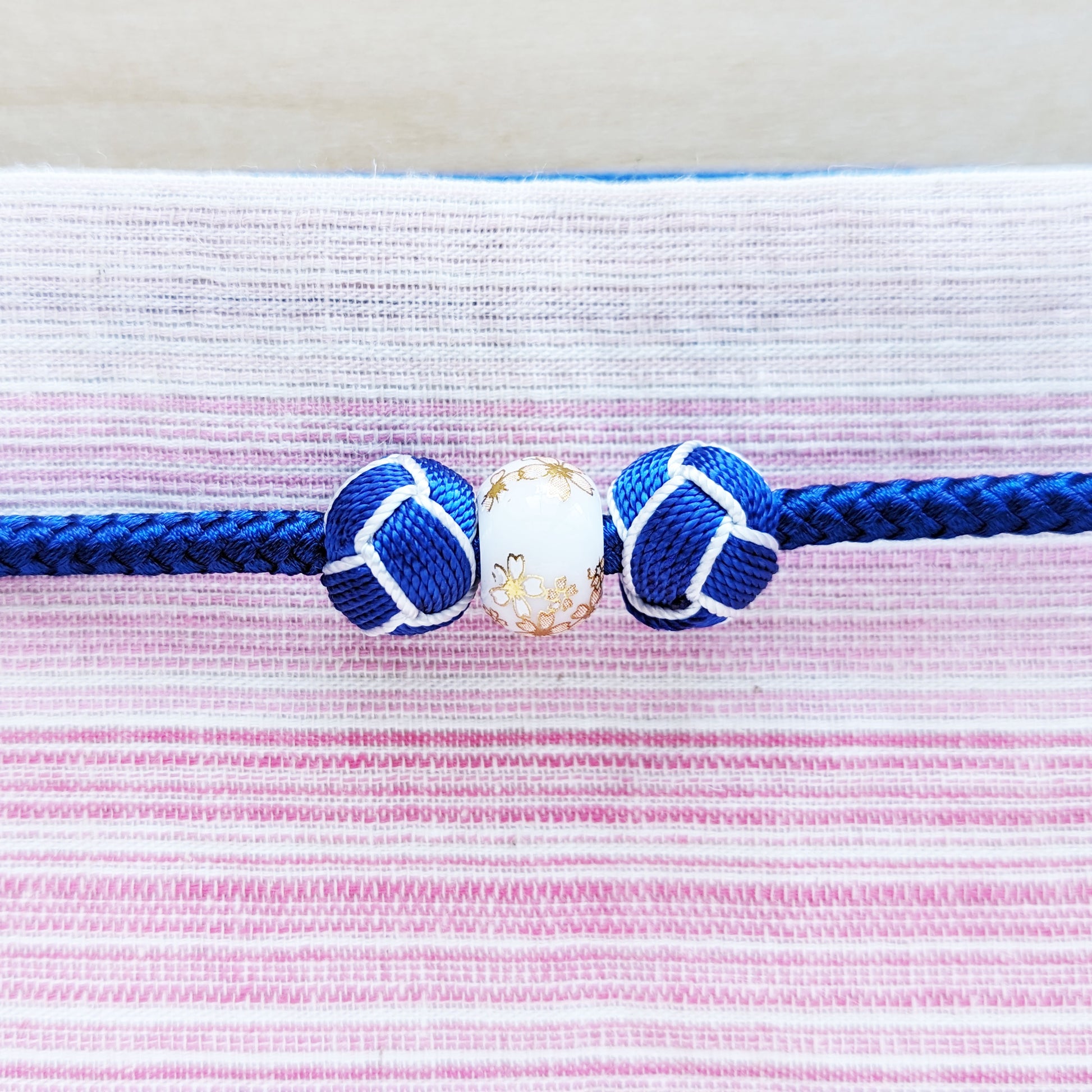 Kazari Himo Decorative String - Navy Blue Triple Beads