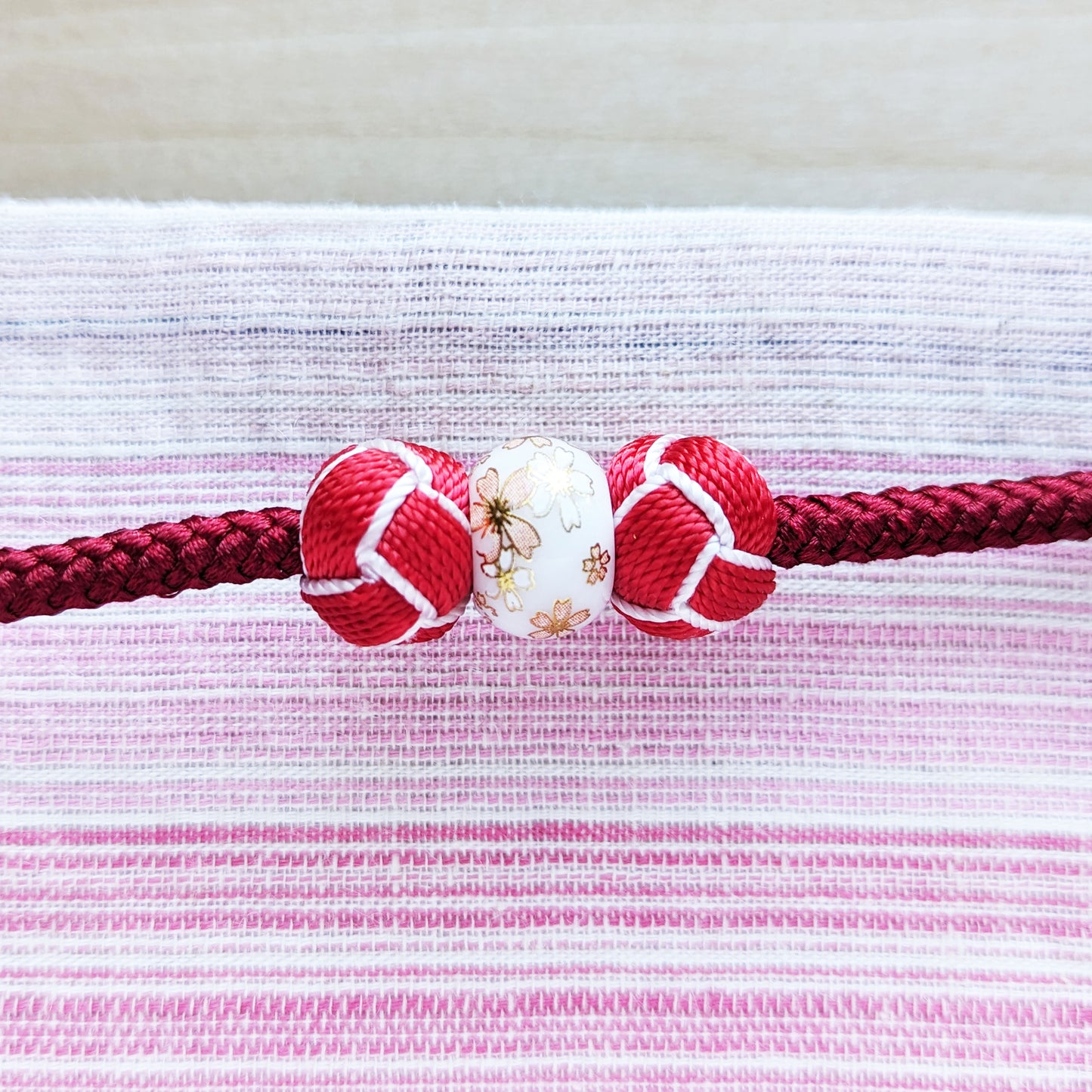 Japanese Kazari Himo - Red Triple Beads