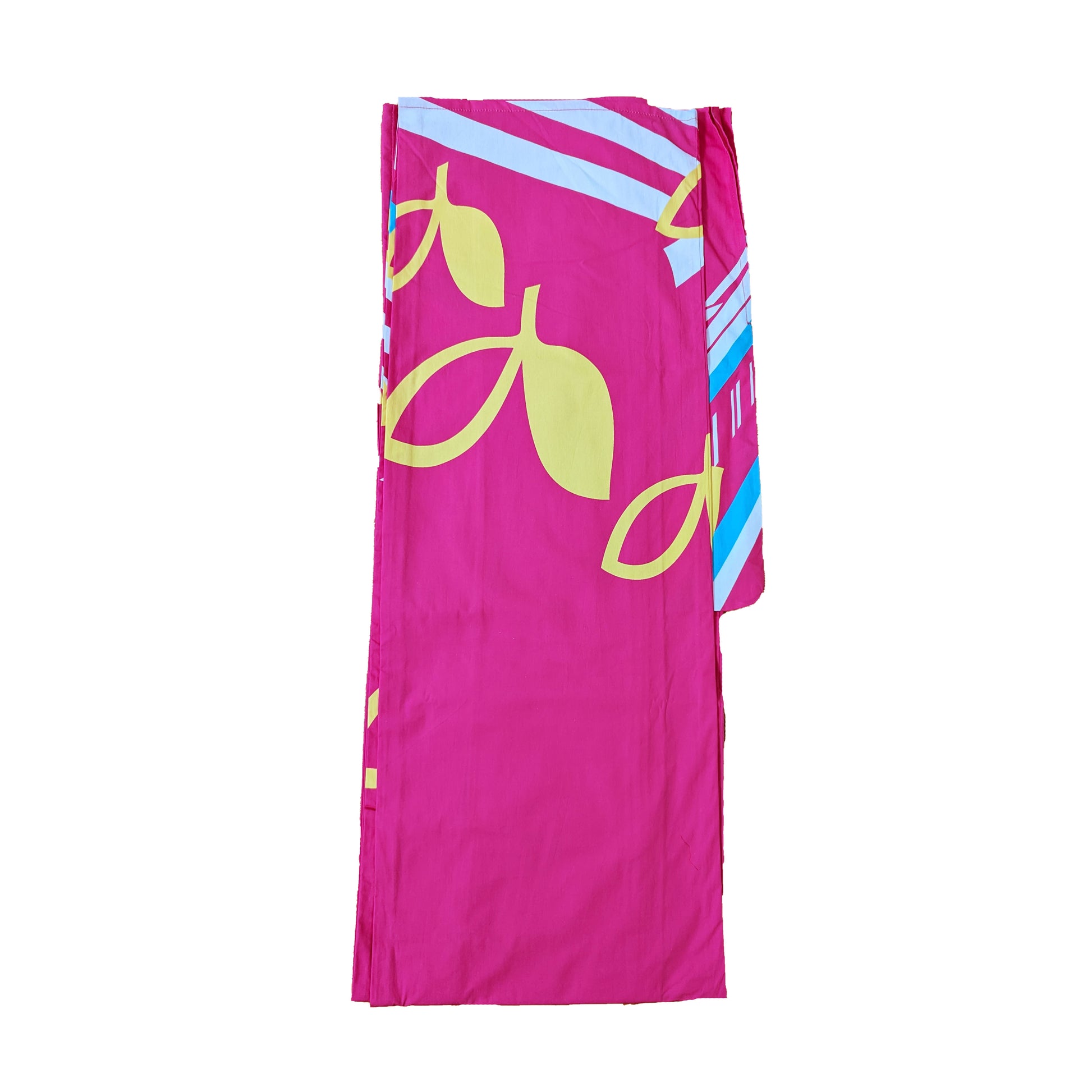 Japanese Yukata Kimono - Abstract Leaves in Hot Pink