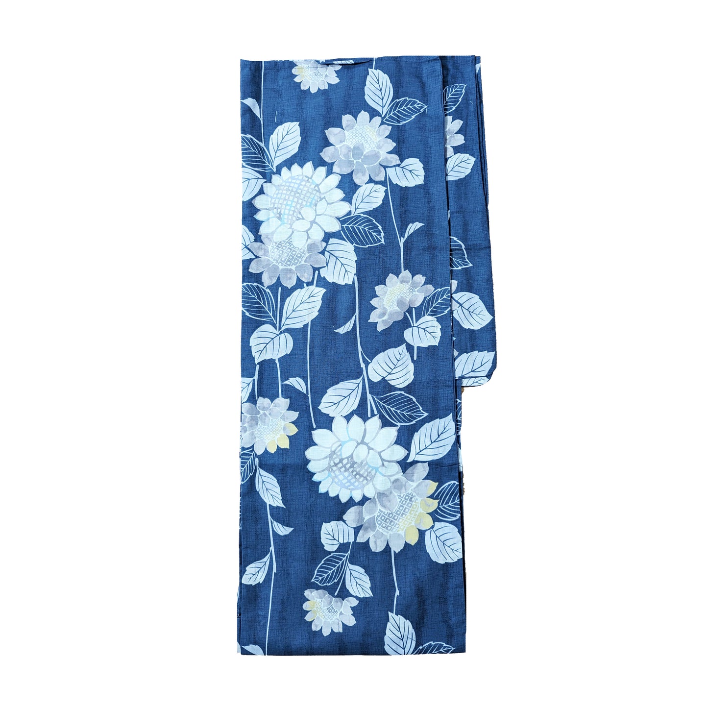 Japanese Yukata Kimono - White Sunflowers in Dark Blue