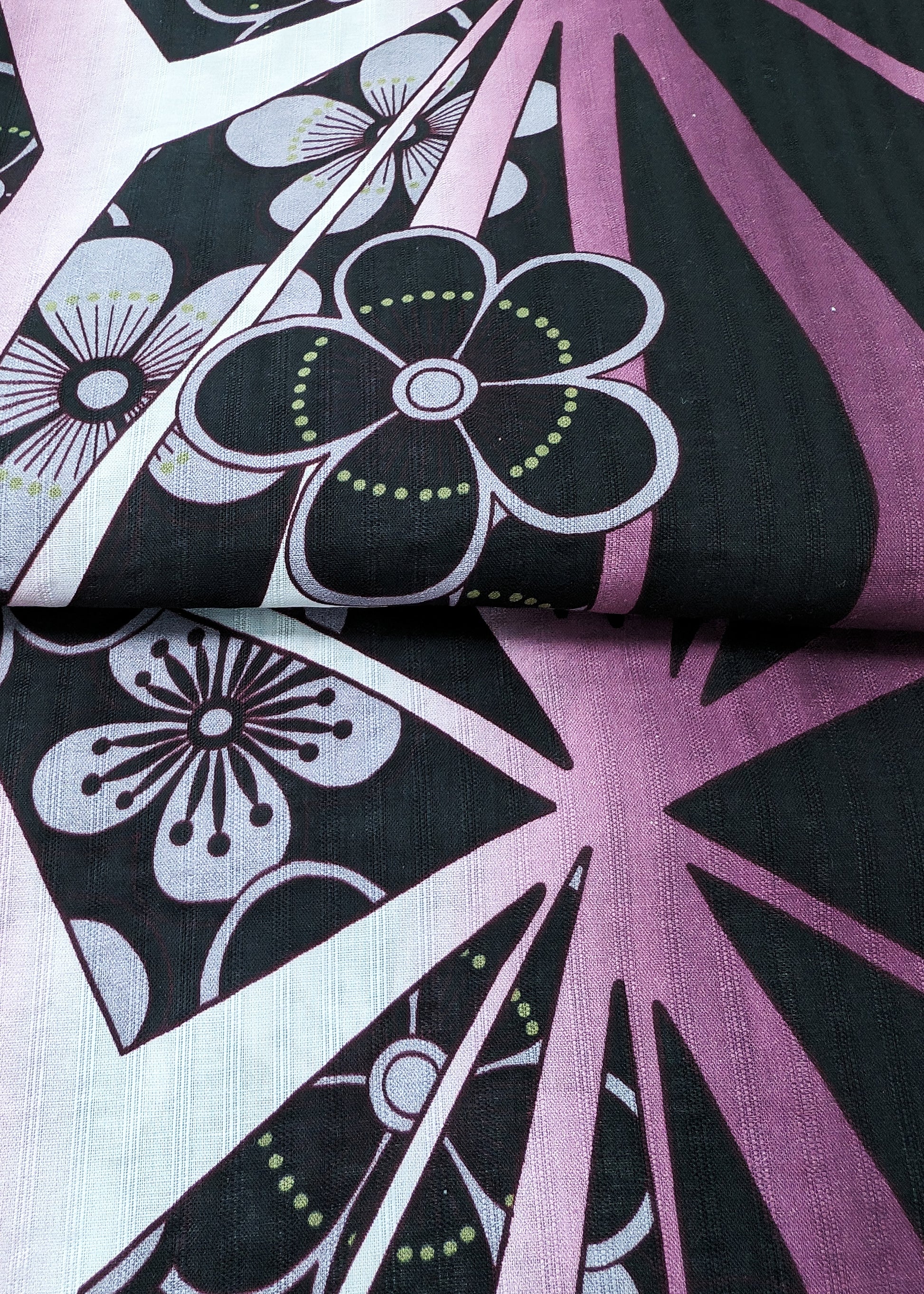 Japanese Yukata Kimono - Plum Blossoms and Webs in Black