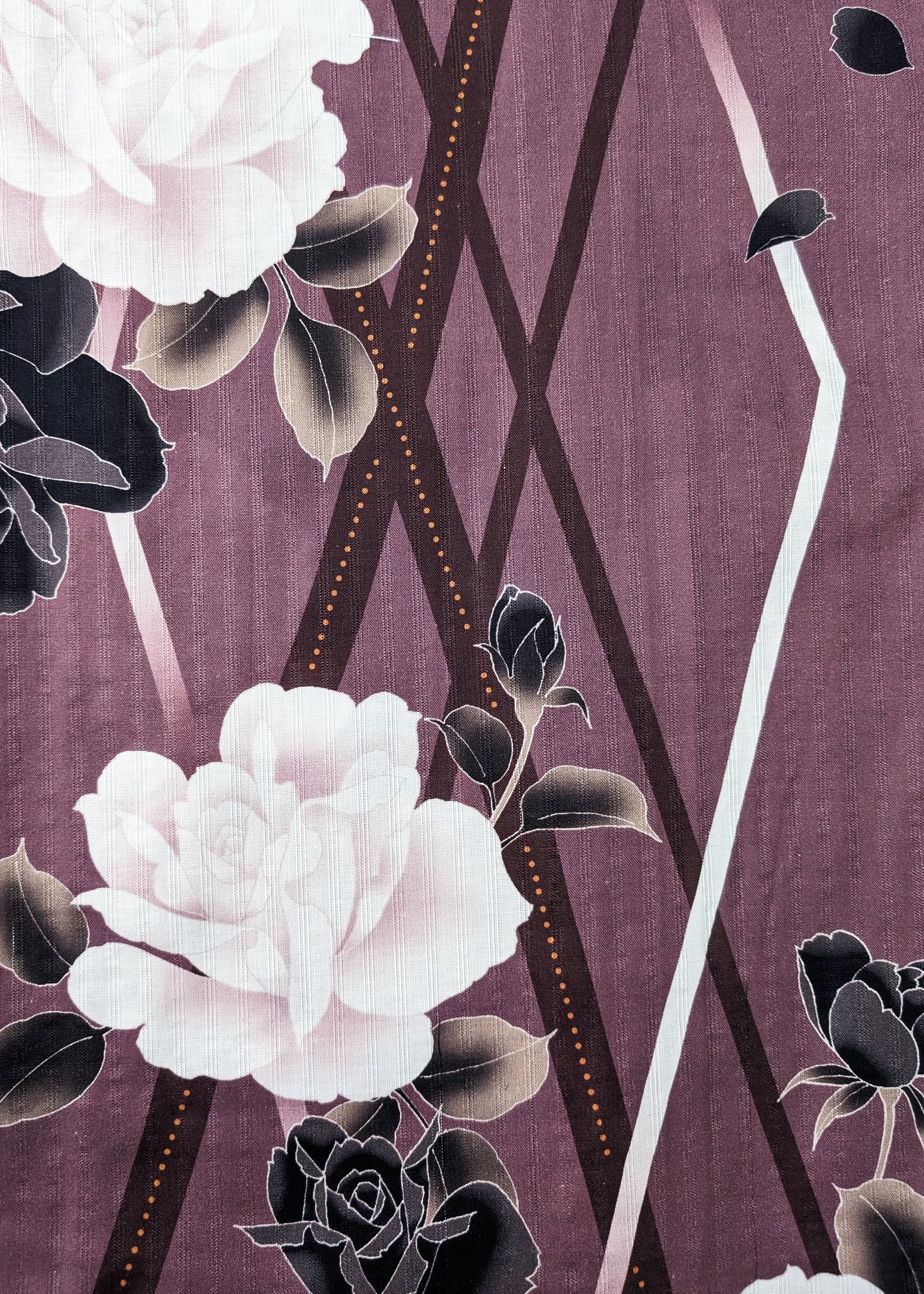 Yukata Kimono - Roses in Faded Dark Purple