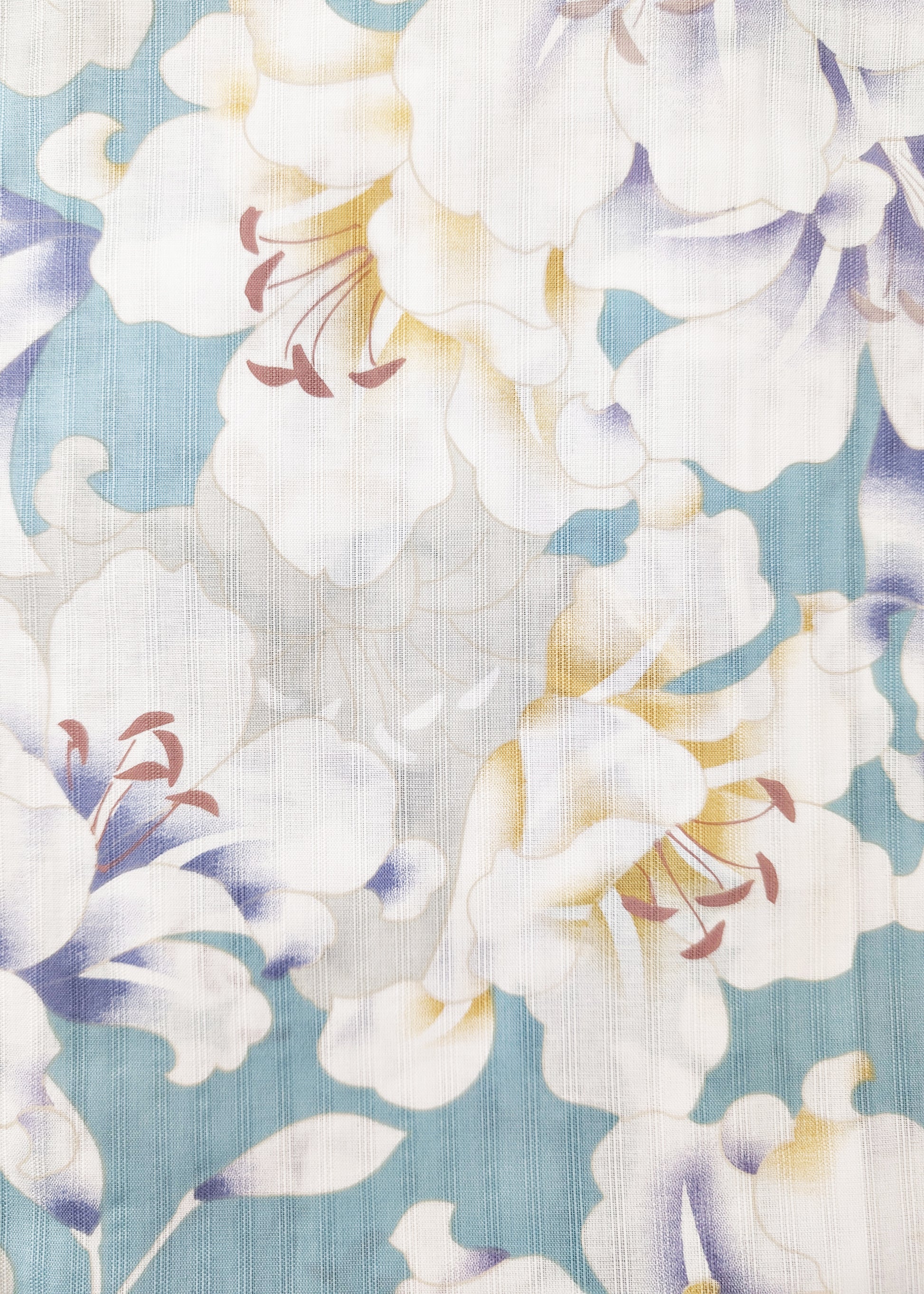 Japanese Yukata Kimono - Lilies in Faded Blue