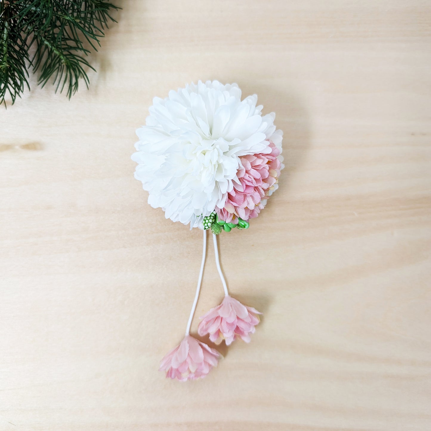 Faux Round Flower Hair Clip - Pink