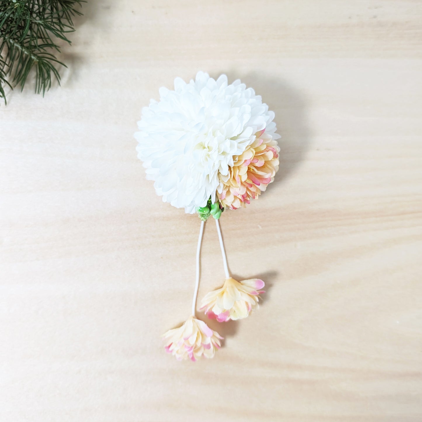 Faux Round Flower Hair Clip - Orange