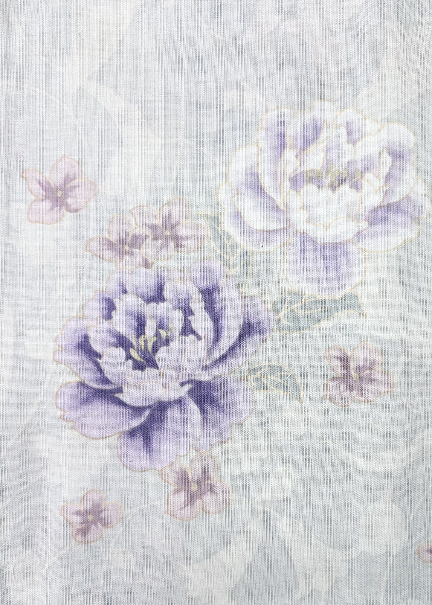 Japanese Yukata Kimono - Purple Camellias in Light Grey