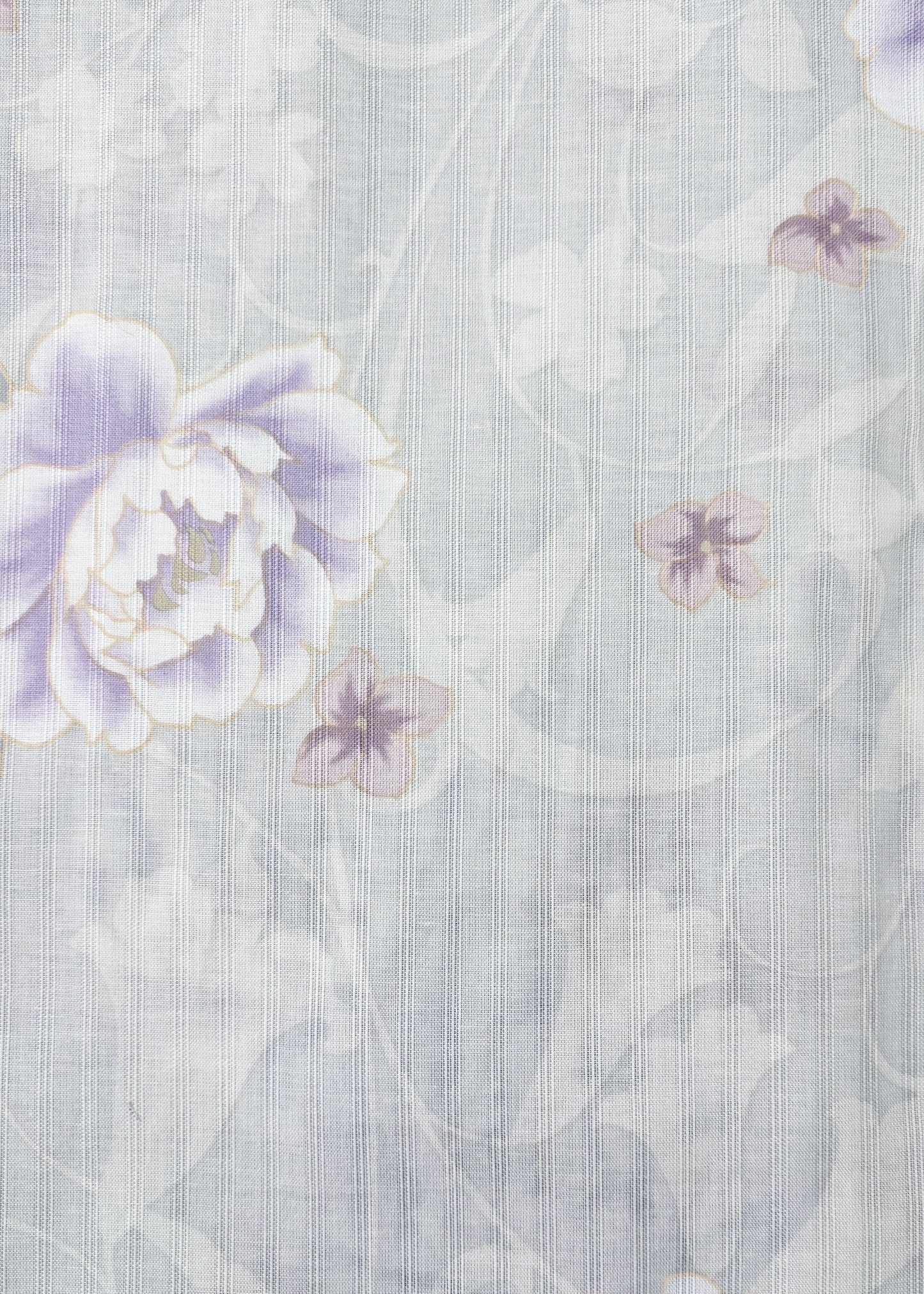 Japanese Yukata Kimono - Purple Camellias in Light Grey