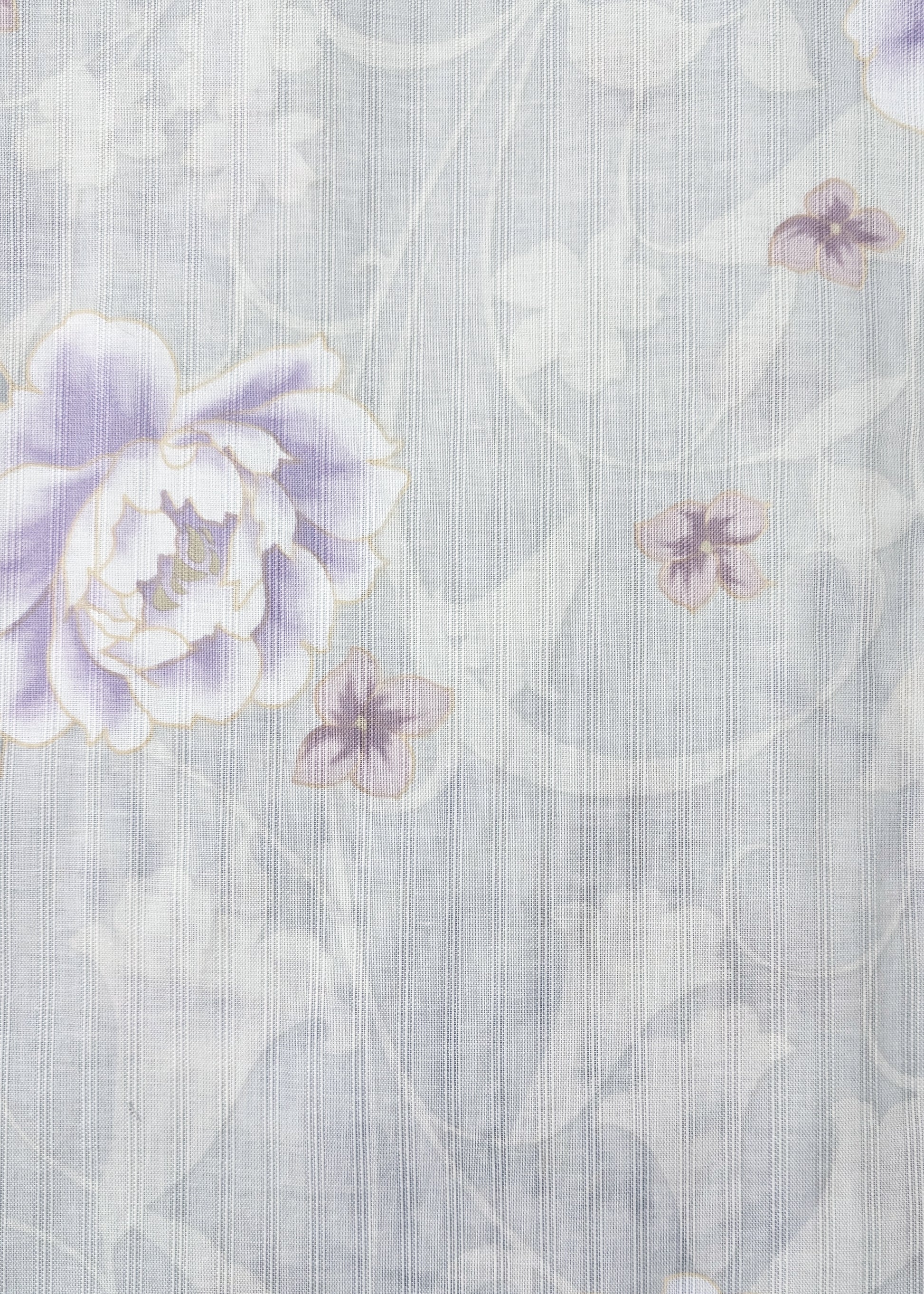 Japanese Yukata Kimono - Purple Camellias in Light Grey