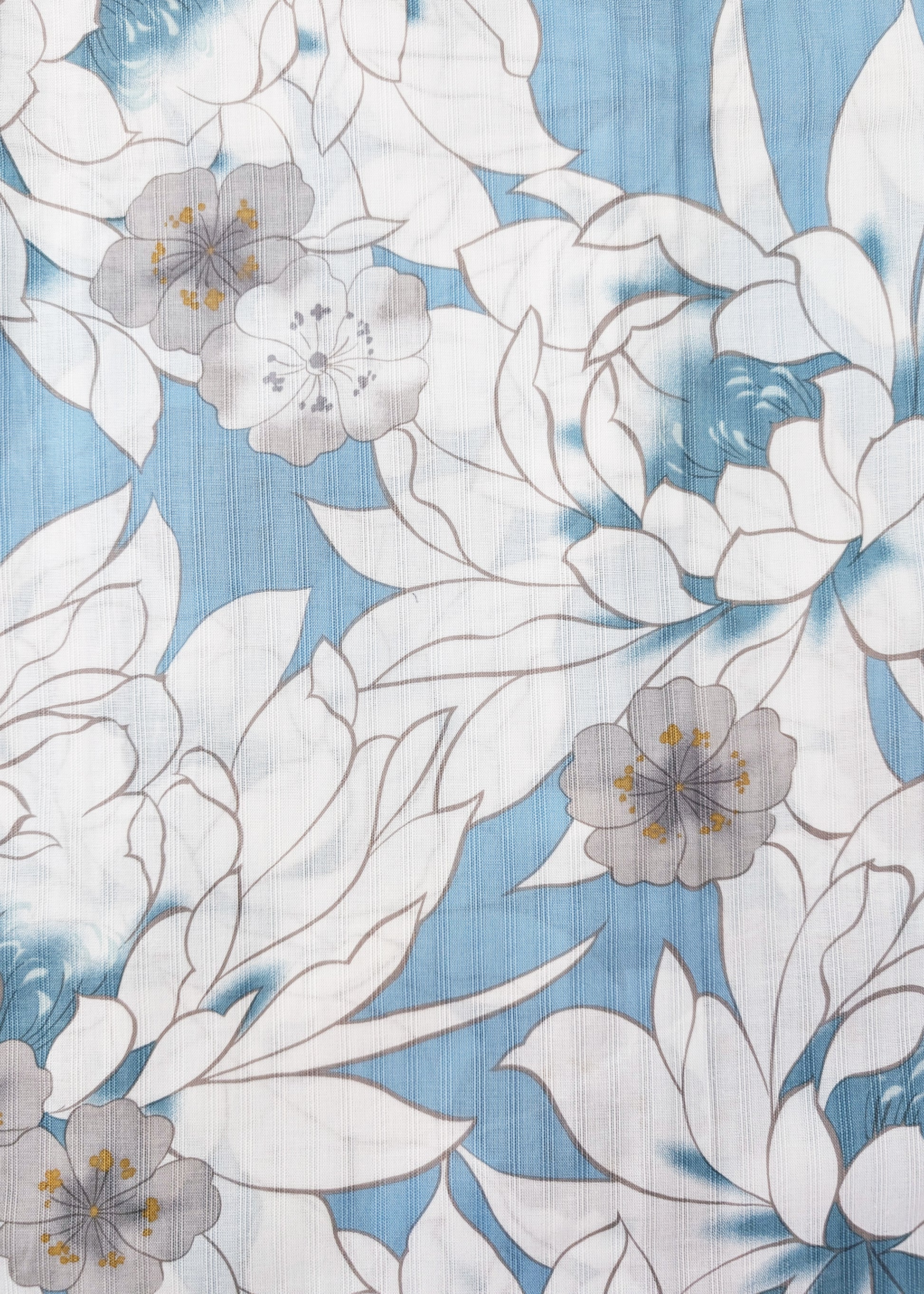 Japanese Yukata Kimono - White Chrysanthemums in Blue