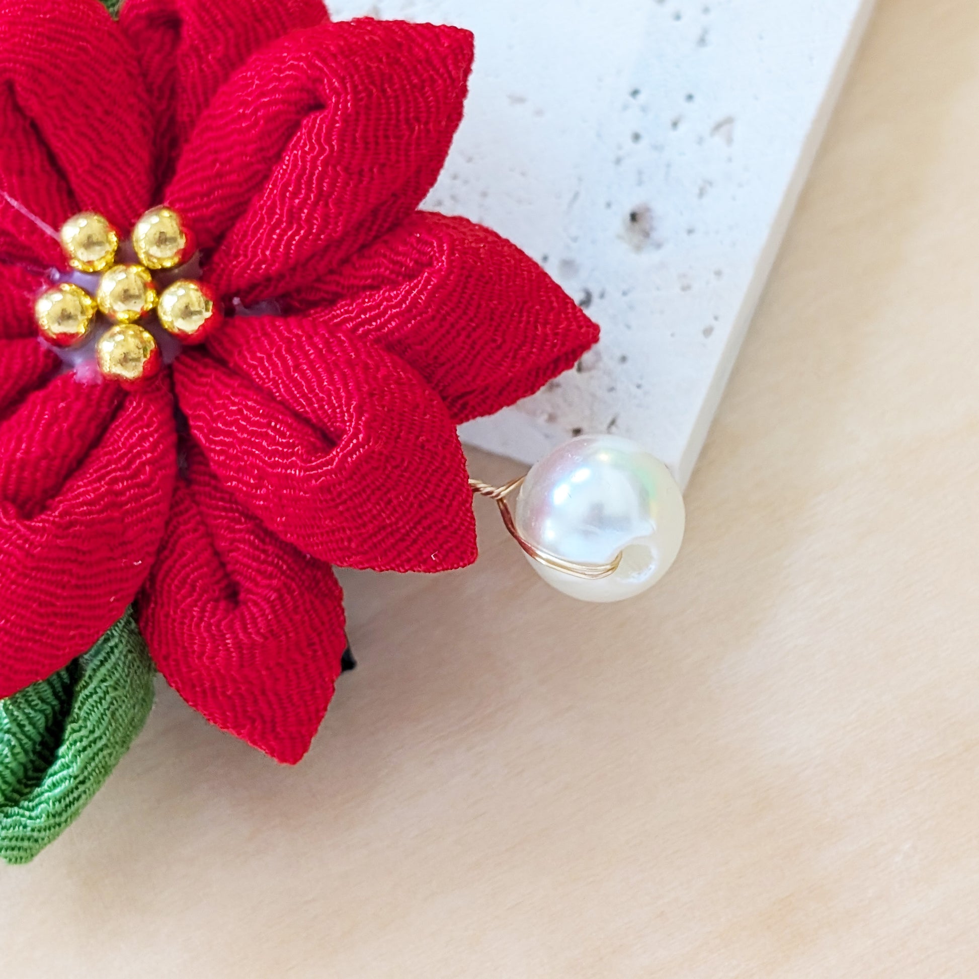 Christmas Flower Red Poinsettia Hair Clip