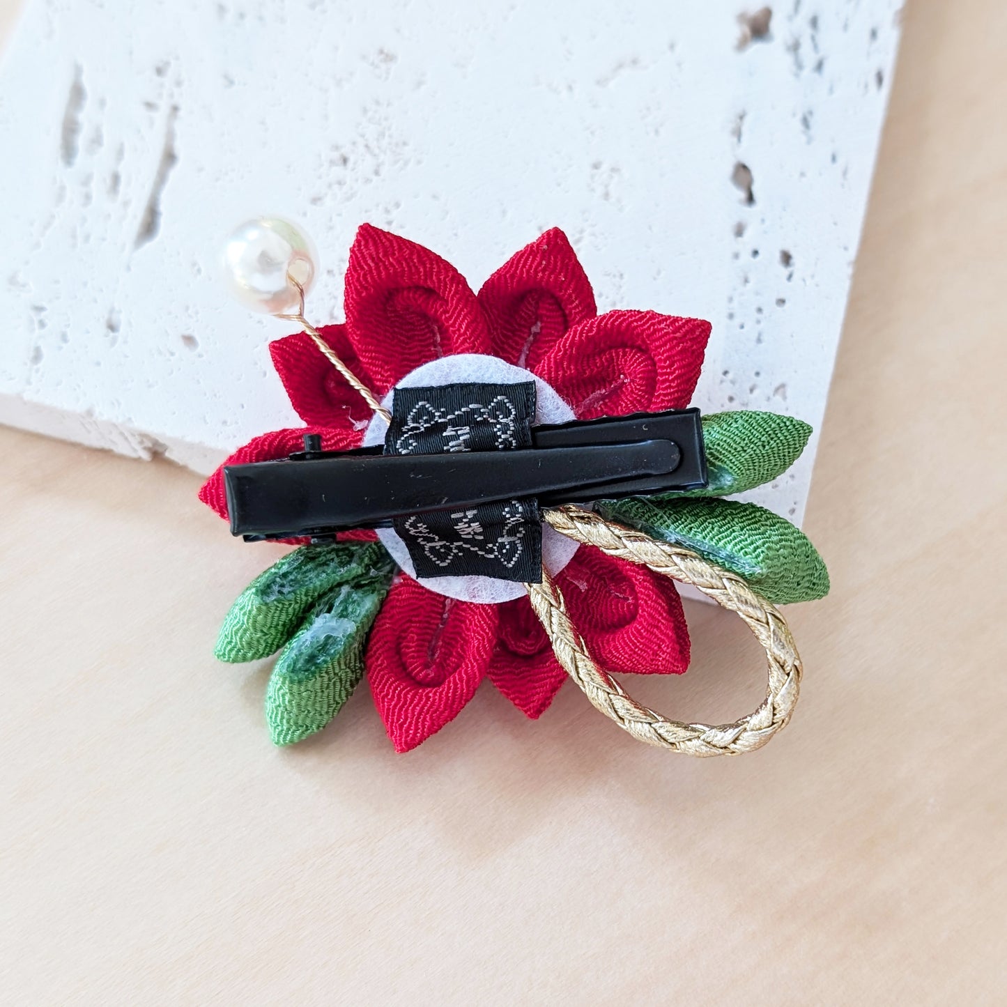 Christmas Flower Red Poinsettia Hair Clip