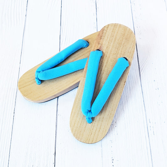 Japanese Traditional Women's Wooden Geta Sandals - Simple Blue