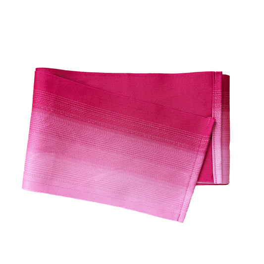 Traditional Japanese Flat Obi Belt - Gradient Hot Pink with Silver