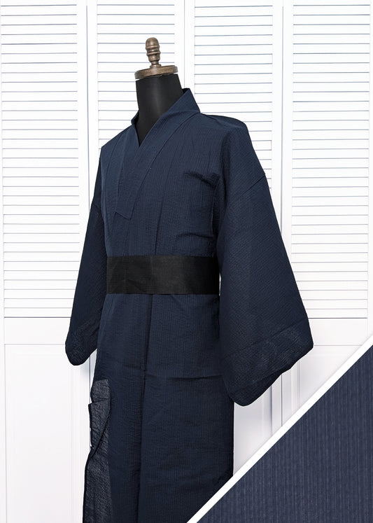 Japanese Traditional Men's Cotton Yukata Kimono - Simple Indigo