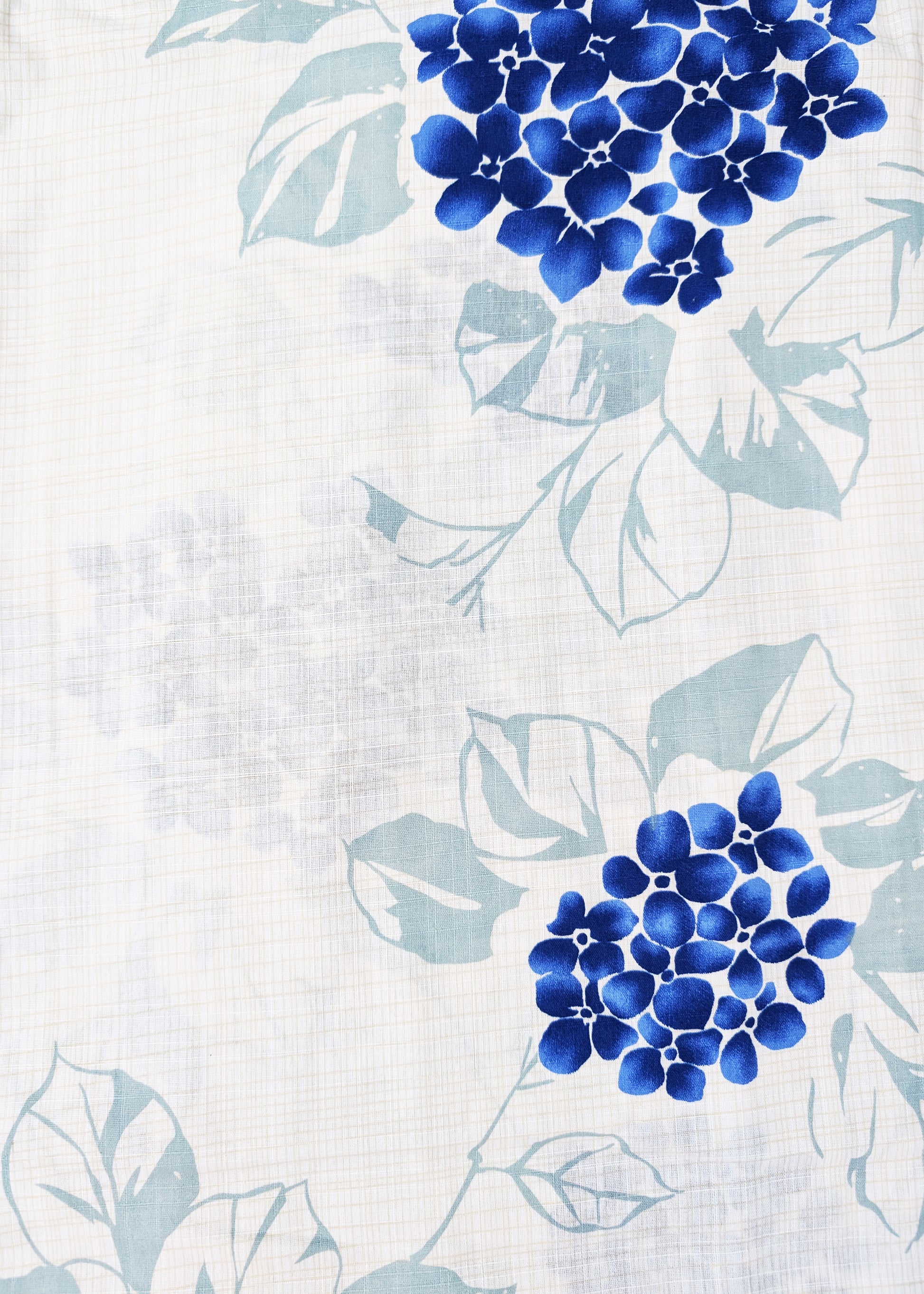 Traditional Japanese Women's Yukata Kimono - Blue Hydrangeas in White