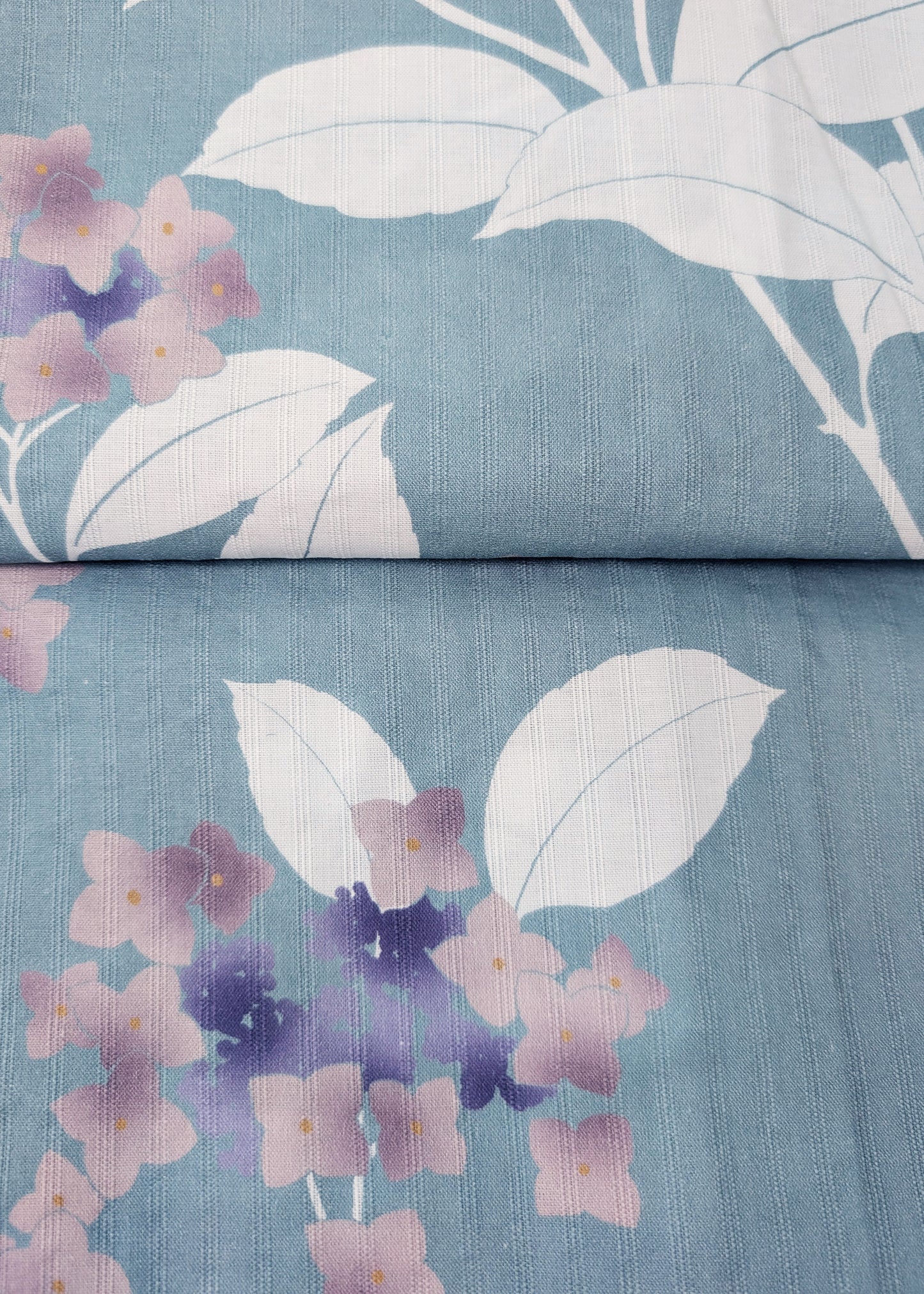 Japanese Women's Cotton Yukata Kimono - Small Flowers in Jade Blue