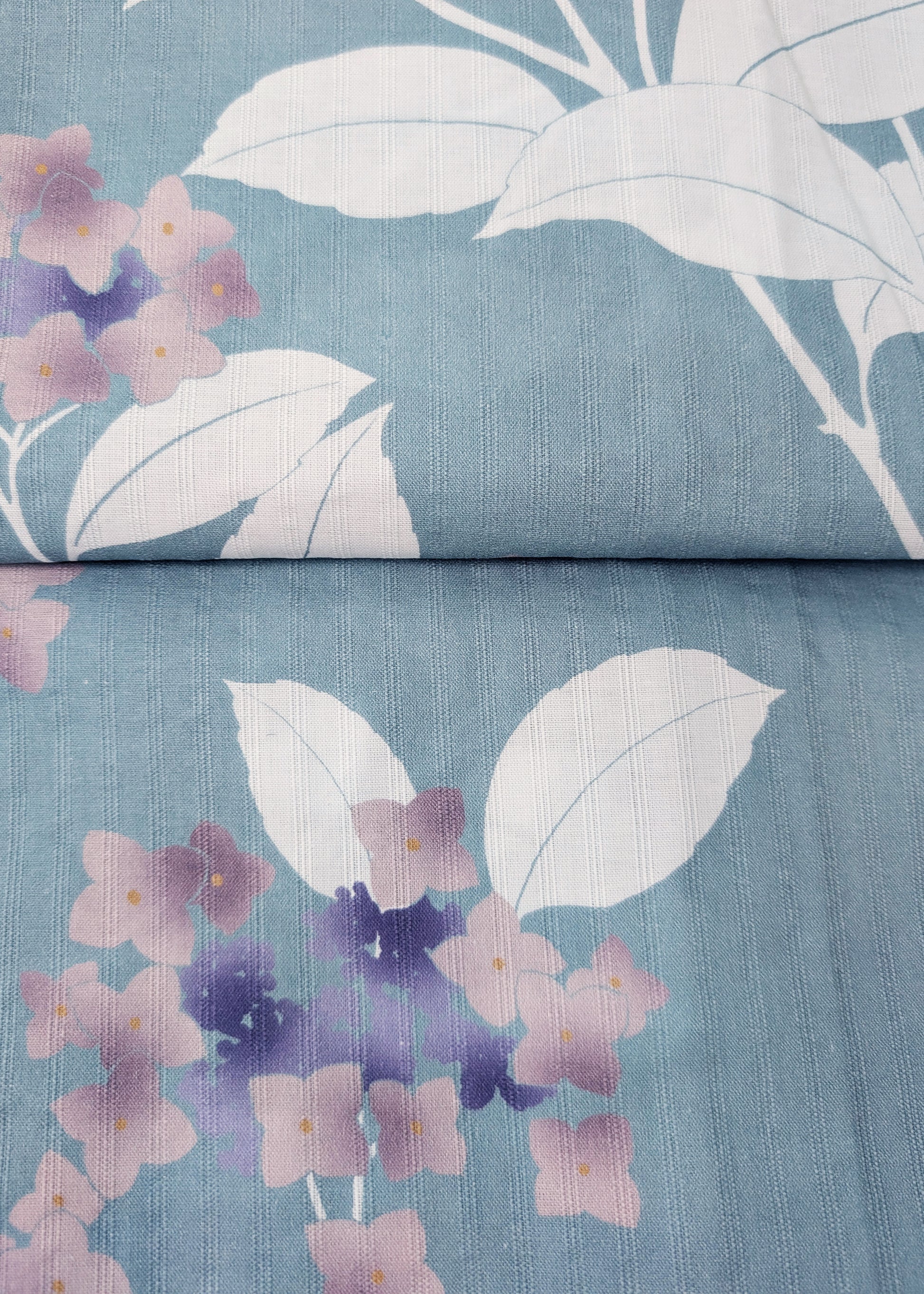 Japanese Women's Cotton Yukata Kimono - Small Flowers in Jade Blue