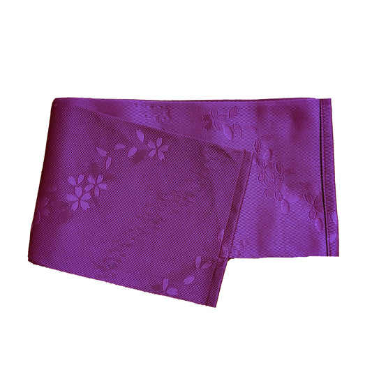 Traditional Japanese Flat Obi Waist Belt - Cherry Blossom Purple