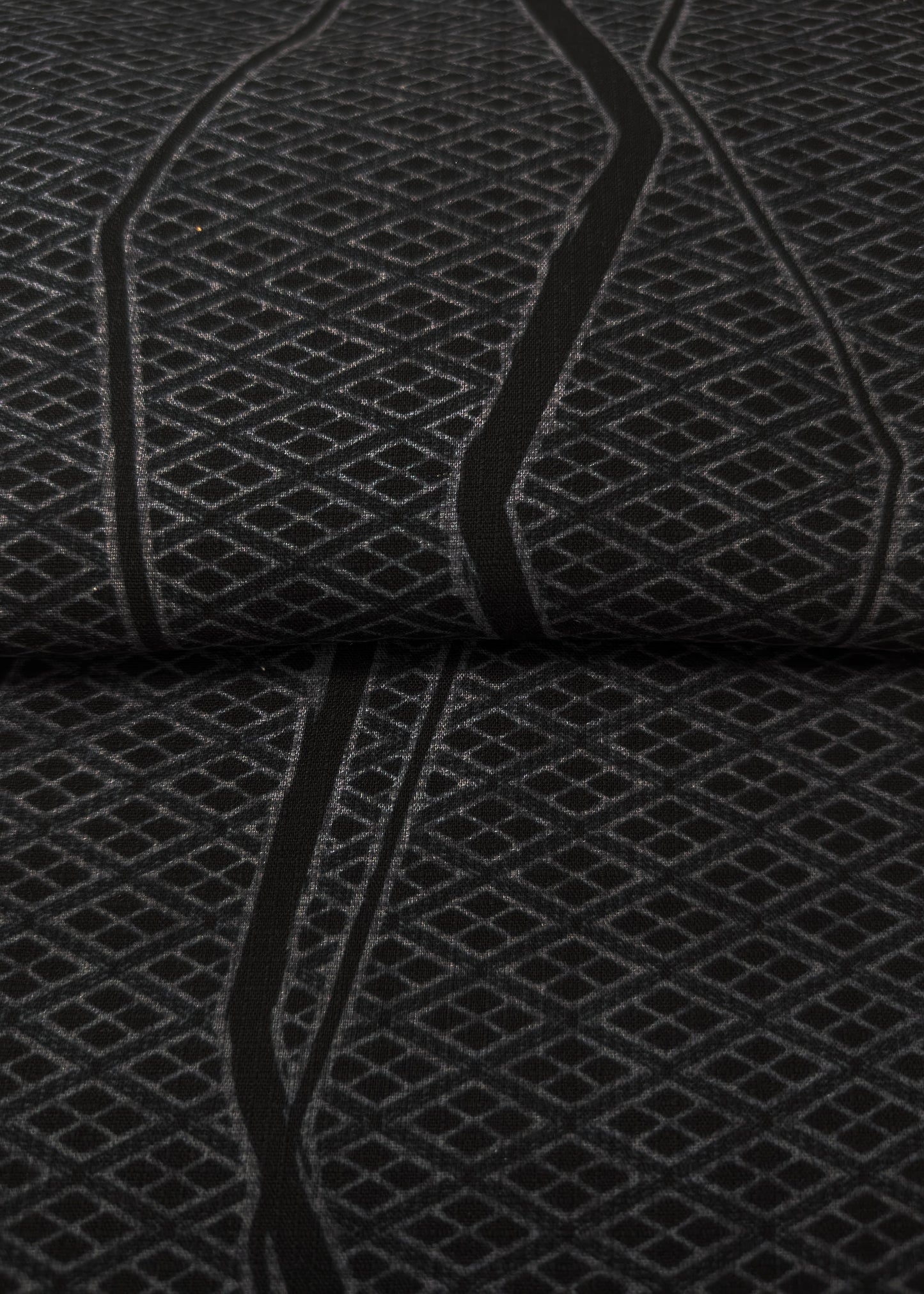 Japanese Traditional Men's Yukata Kimono - Line Patterns in Charcoal