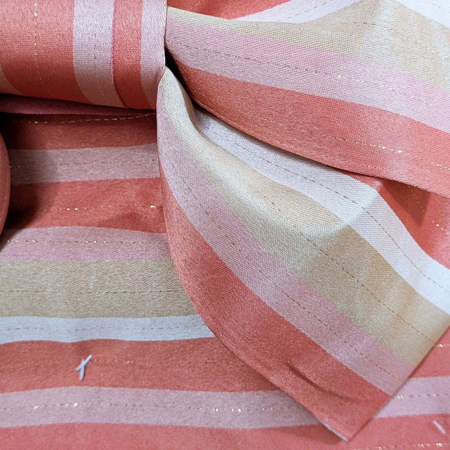 Traditional Japanese Women's Pre-Tied Obi Waist Belt - Striped Salmon