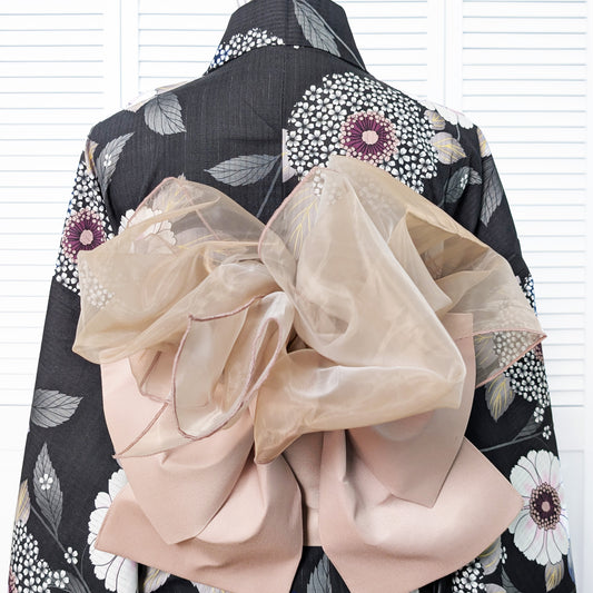 Decorative Obi for Japanese Traditional Yukata Kimono - Chocolate