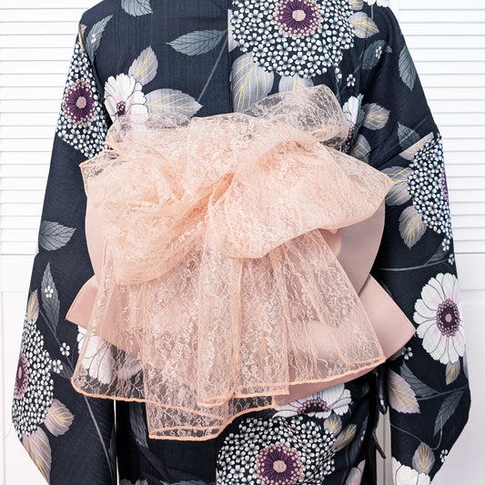 Decorative Obi Belt for Traditional Japanese Yukata Kimono Lace Peach