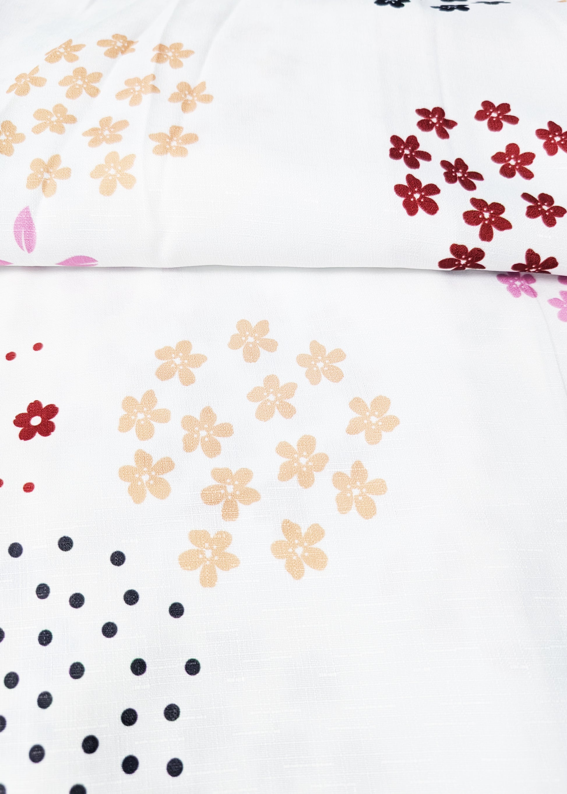 Japanese Women's Yukata Kimono EXTRA Plus Size - Flowers in White