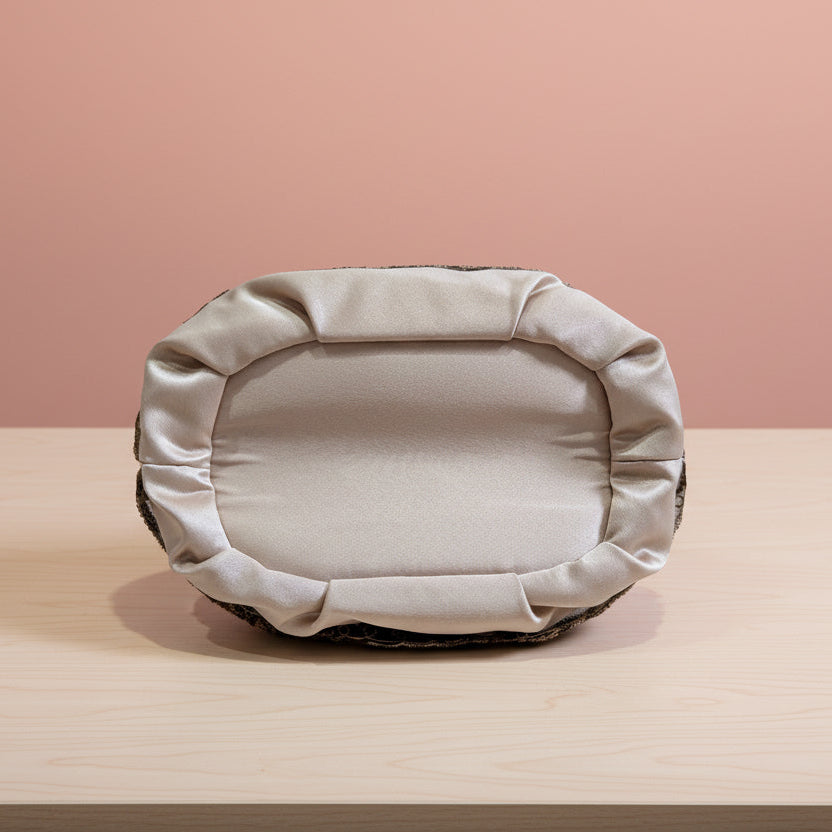 Floral Embroidery Drawstring Bag for Japanese Yukata Kimono - Brown