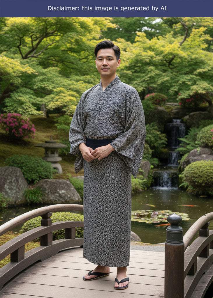 Men's Yukata (L) – Seigaiha in Indigo (Style #L0015)