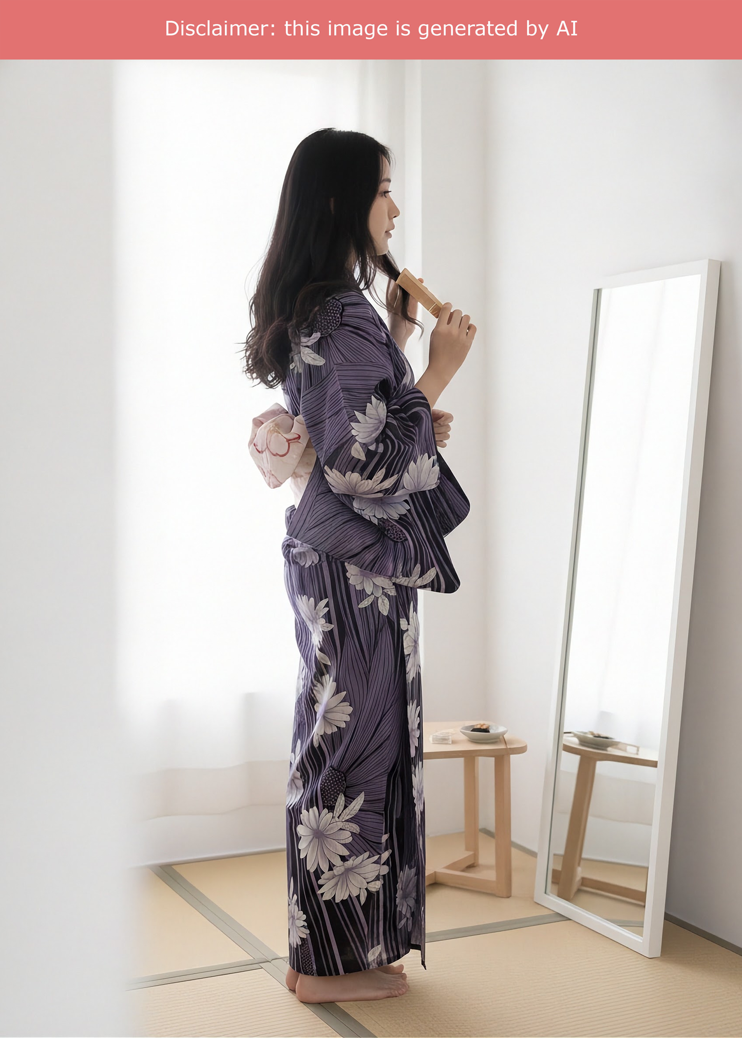 Japanese Traditional Women's Summer Yukata Kimono Plus Chrysanthemum