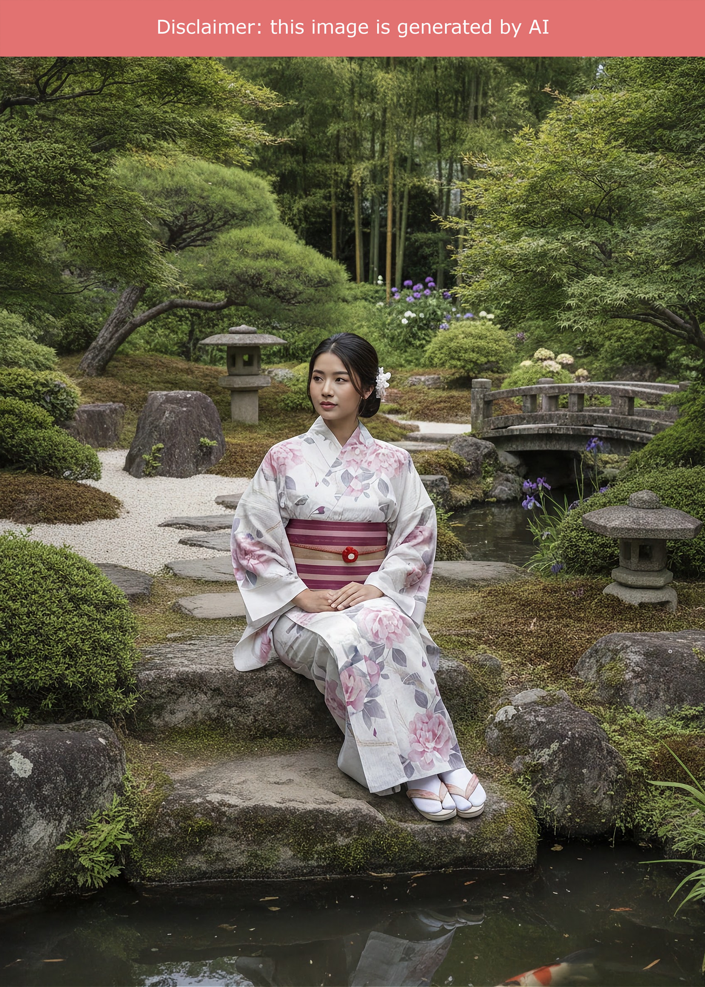 Yukata Kimono Plus Size - Pink Peony in White (Style #1031)