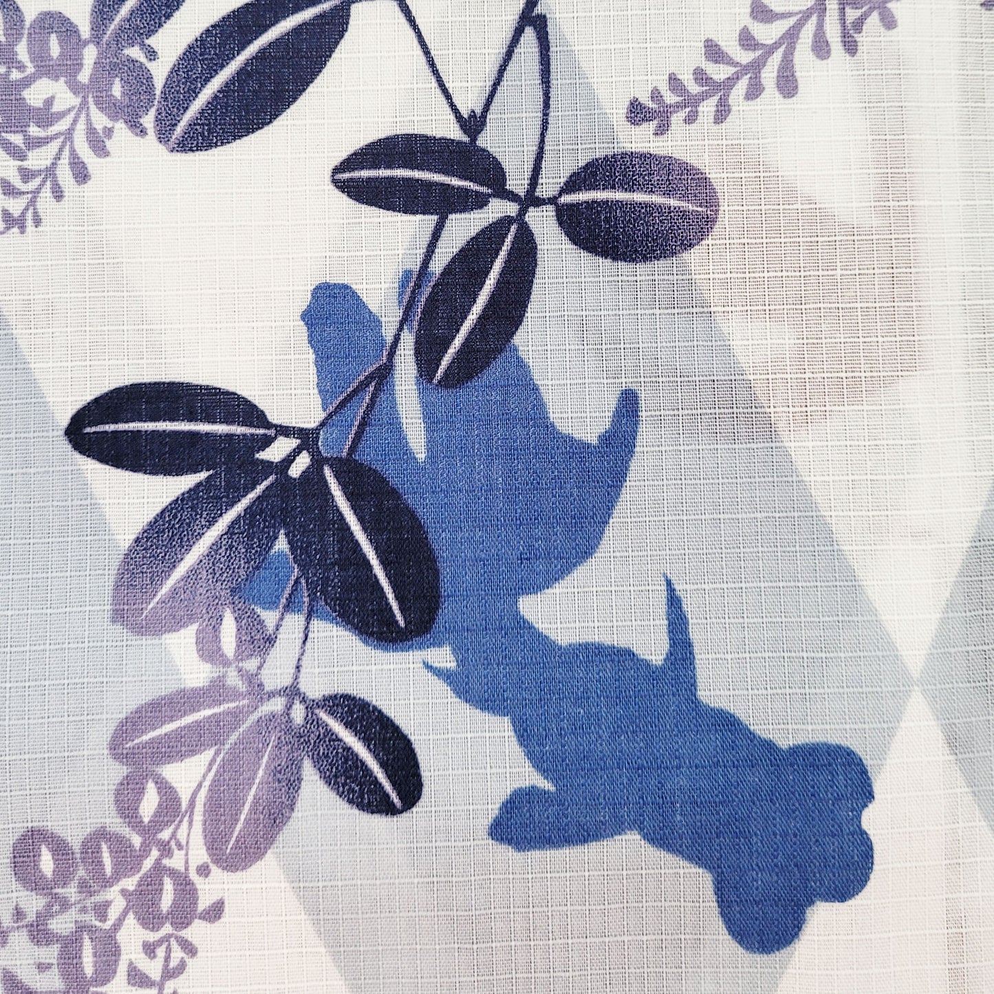 Yukata Kimono - Goldfish and Water Grass in Diamond Checkered Blue (Style #2427) ( Discontinued )