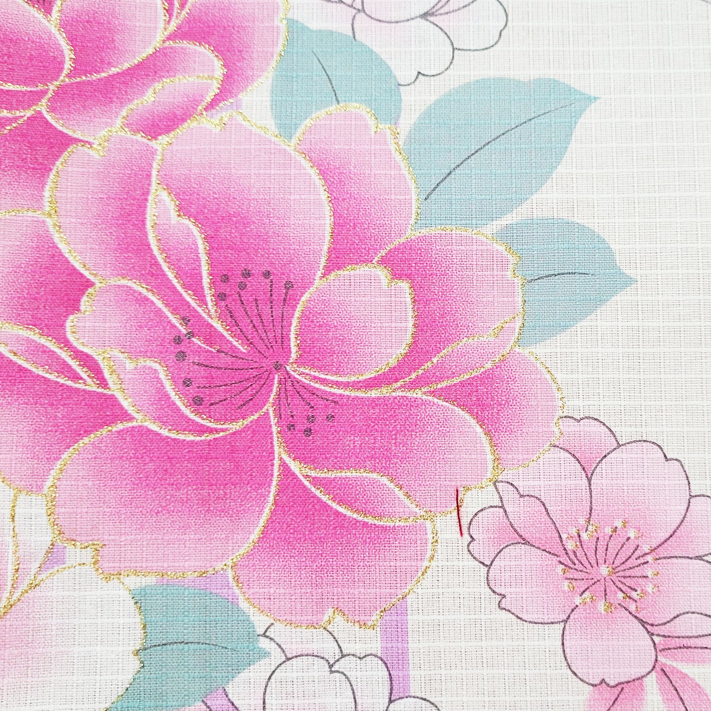 Yukata Kimono - Japanese Pink Flowers in Light Beige (Style #2415) ( Discontinued )