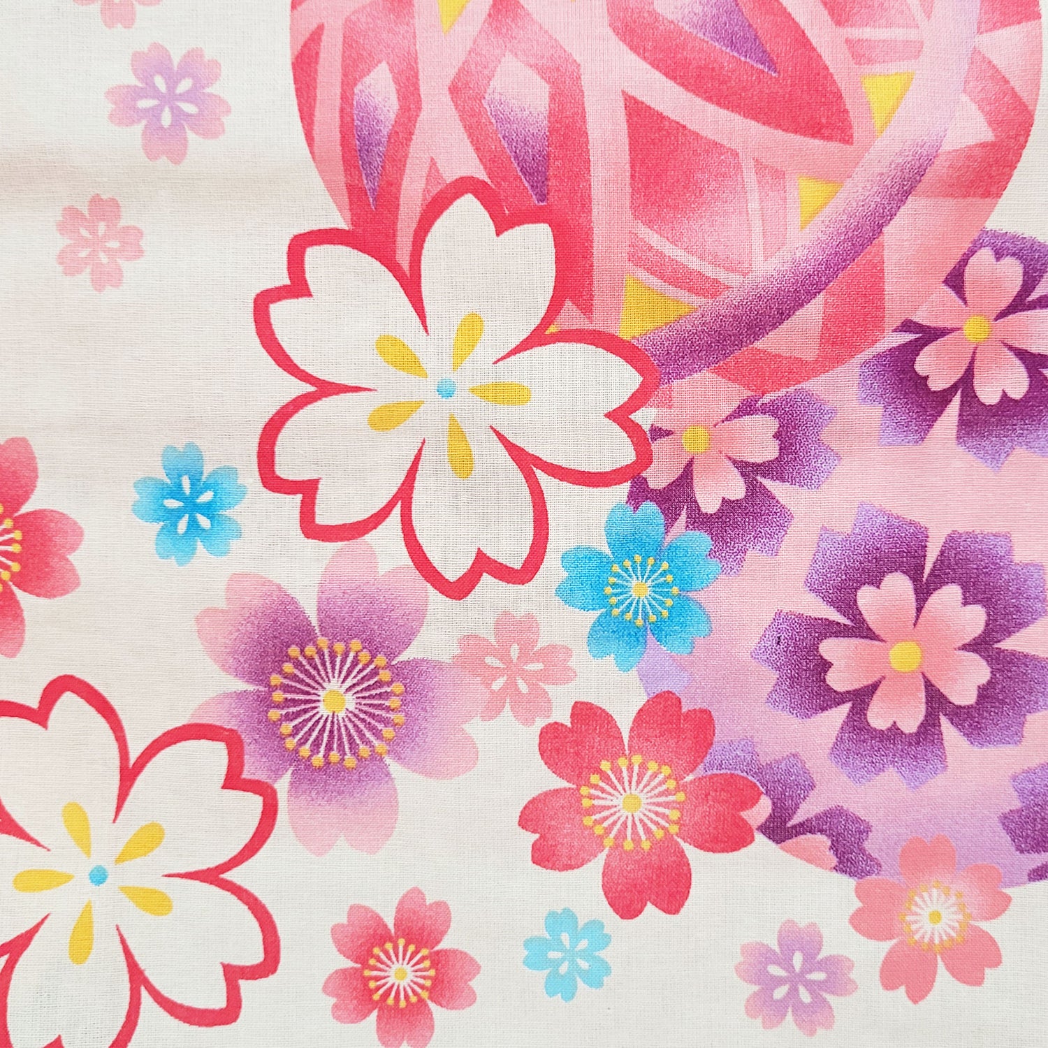 Yukata Kimono - Cherry Blossoms and Temari Balls in Beige