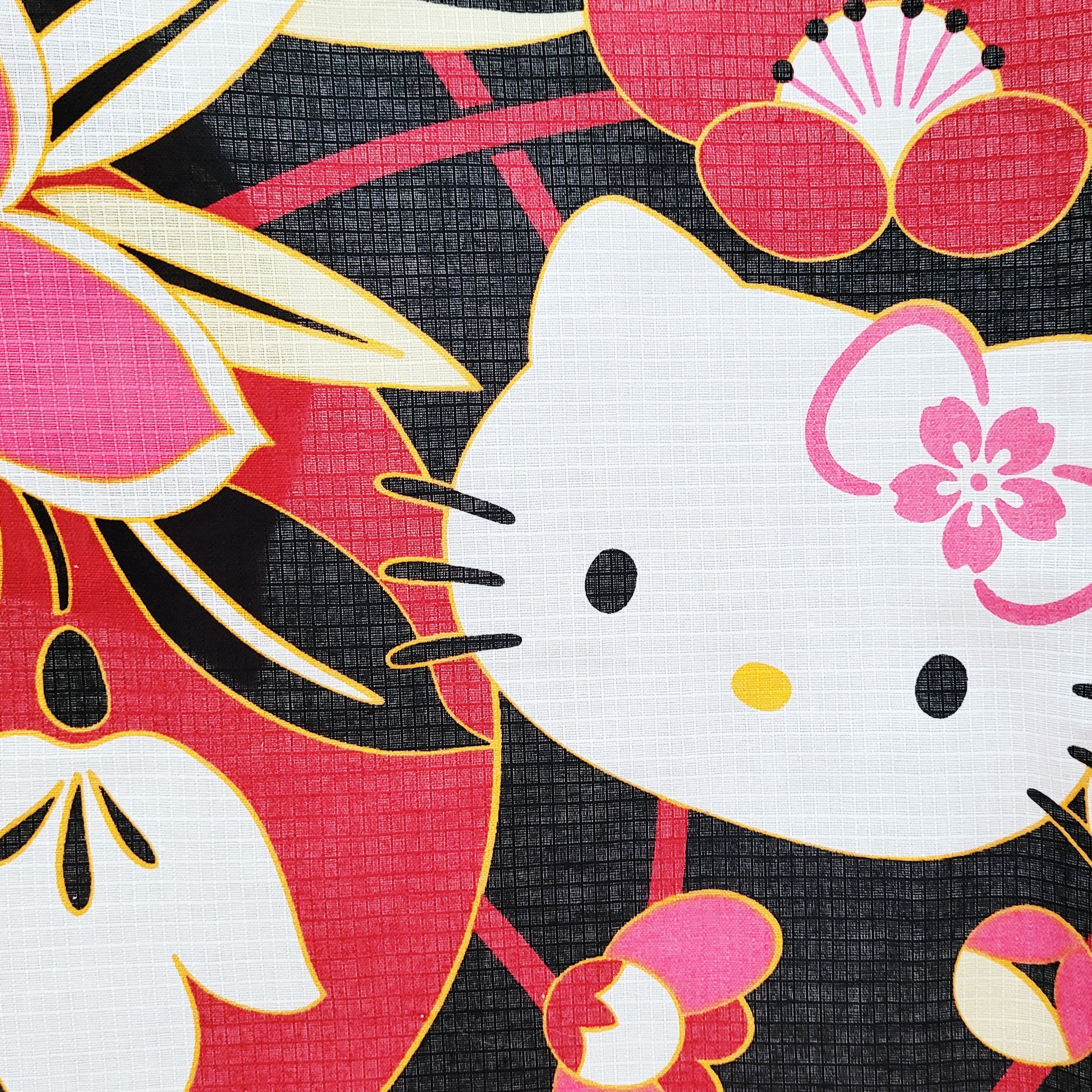 Yukata Kimono - Hello Kitty and Bellflowers in Black
