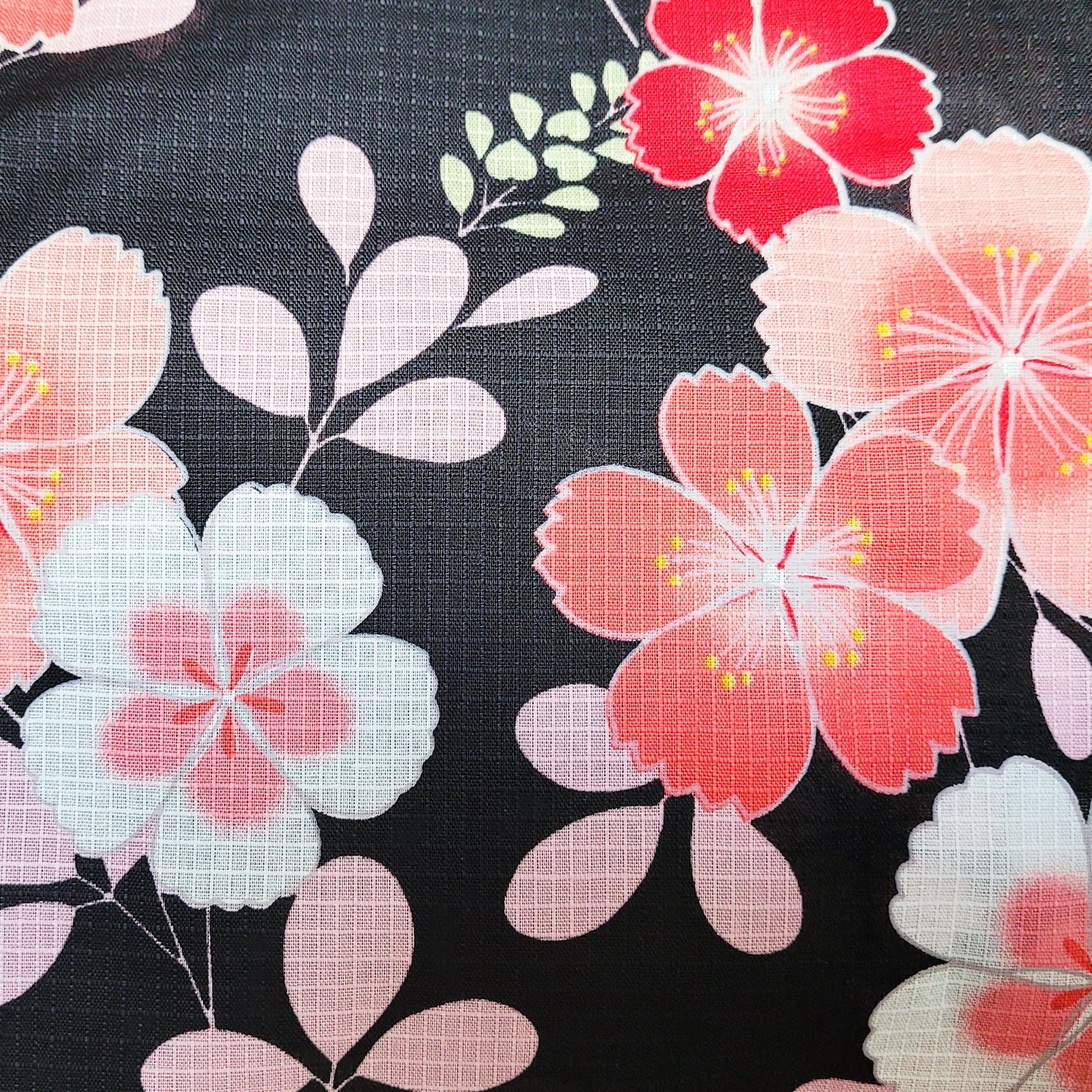 Japanese Yukata Kimono - Pink Plum Blossoms in Black