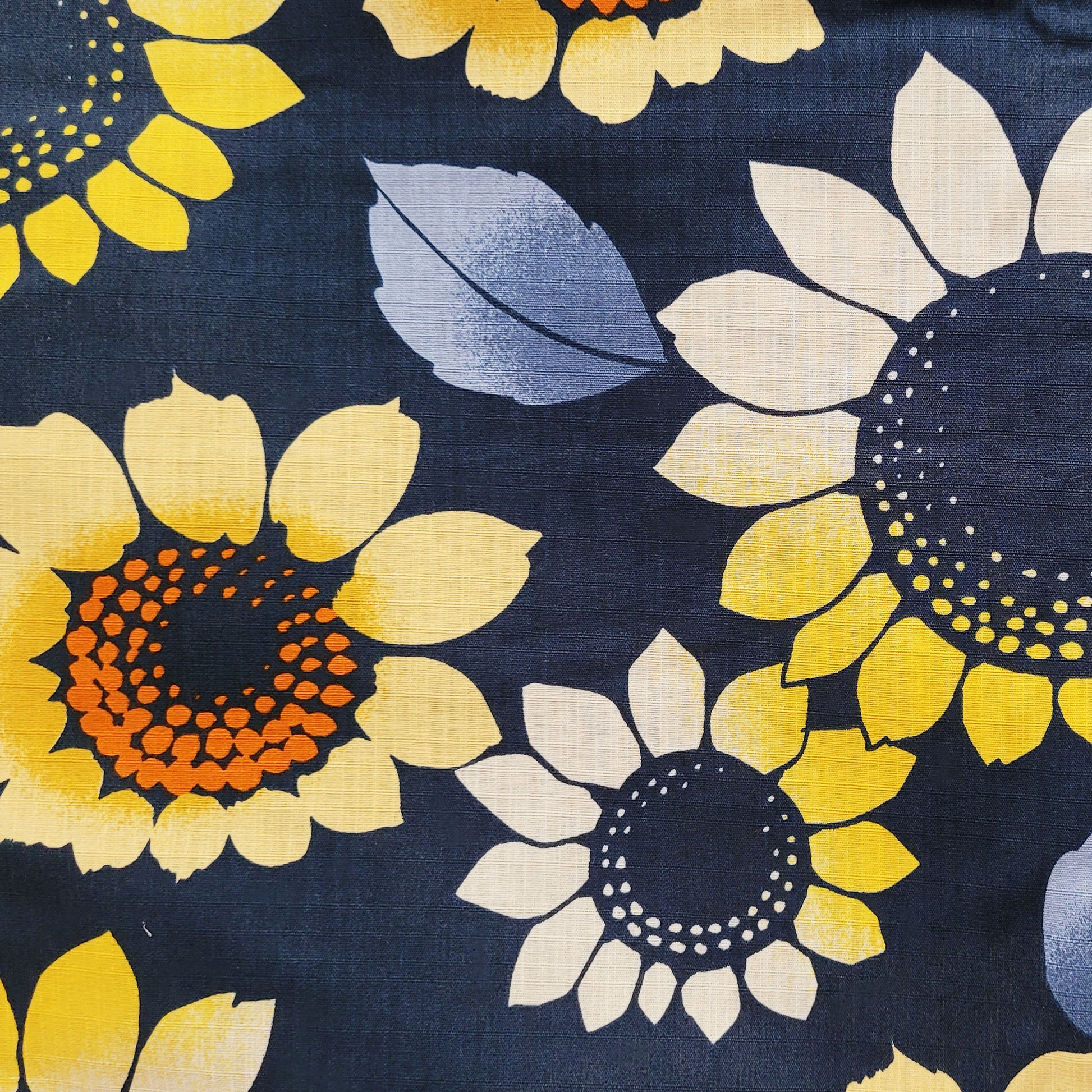 Japanese Yukata Kimono - Sunflowers in Indigo Blue