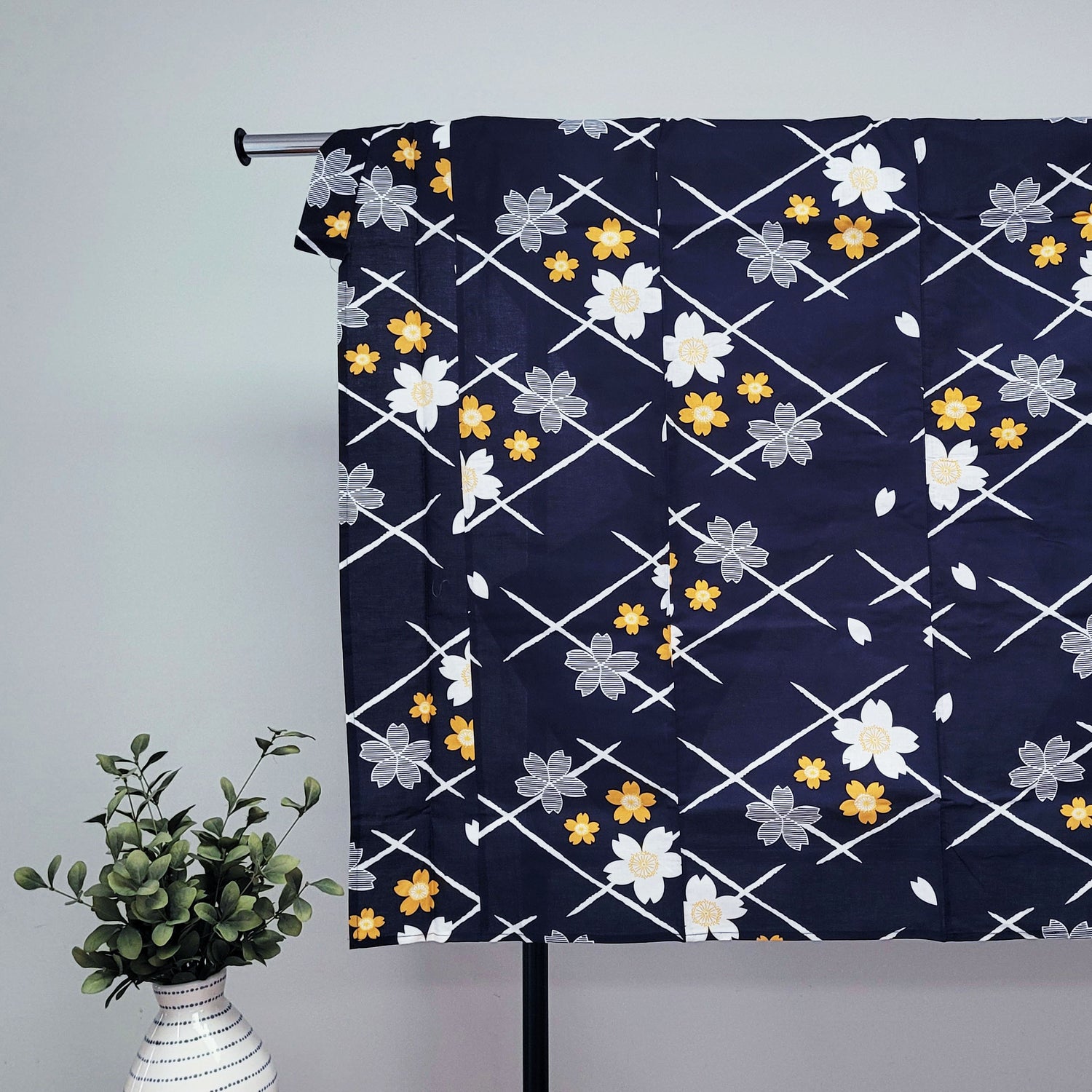 Japanese Yukata Kimono - Cherry Blossoms in Indigo Blue